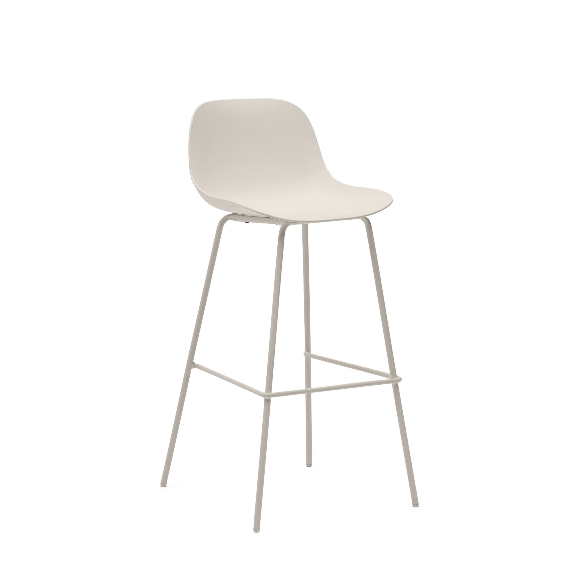 Altea beige stool with beige-finished steel legs 75 cm - Product Image
