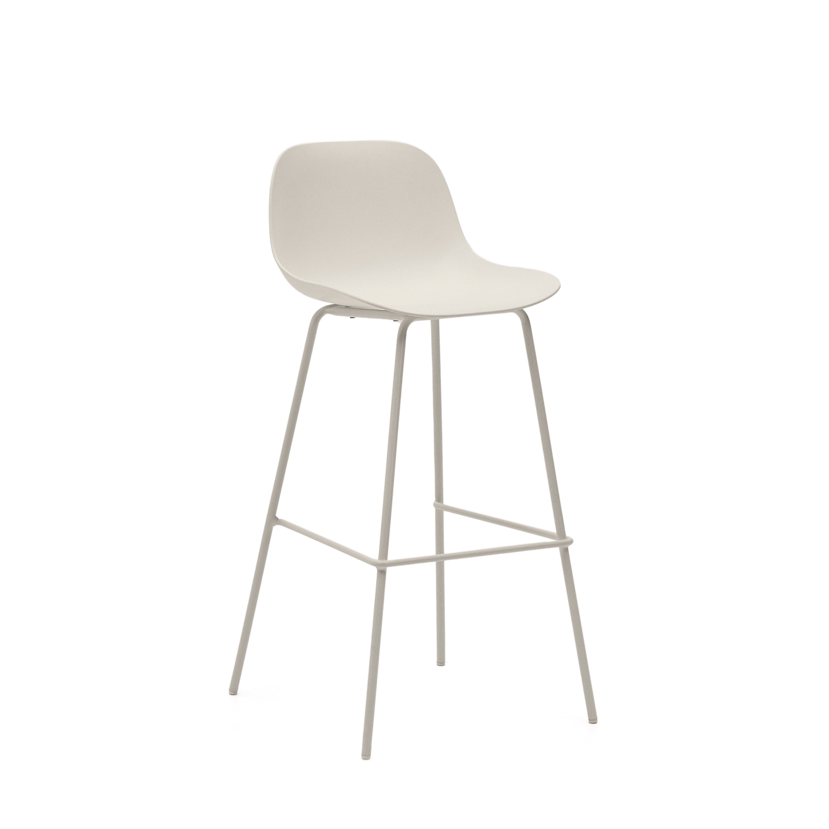 Altea beige stool with beige-finished steel legs 75 cm - Product Image