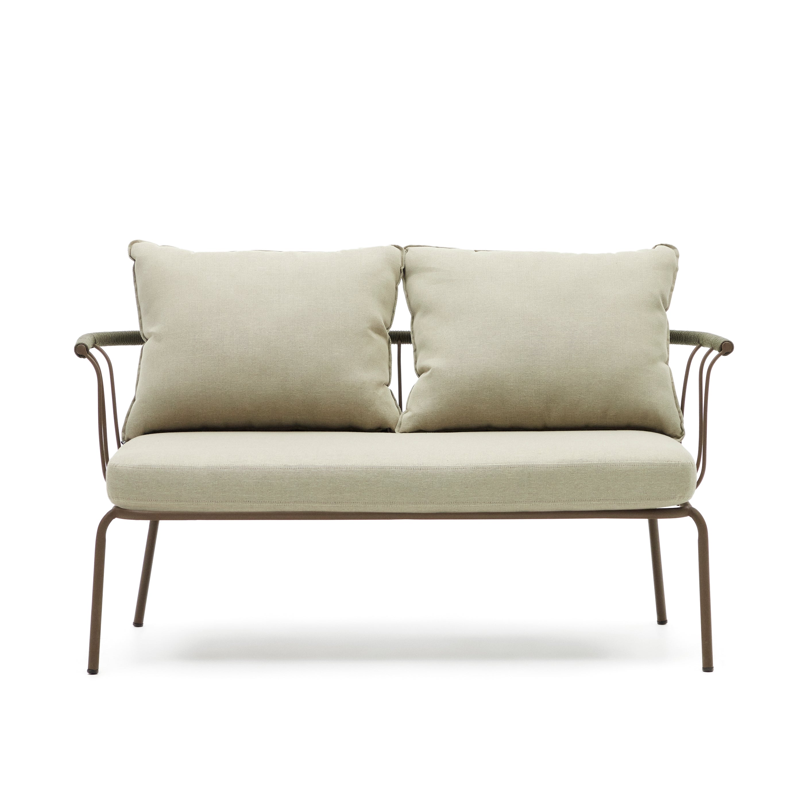 Salguer sofa in green cord and steel with a brown painted finish, 134 cm - Product Image