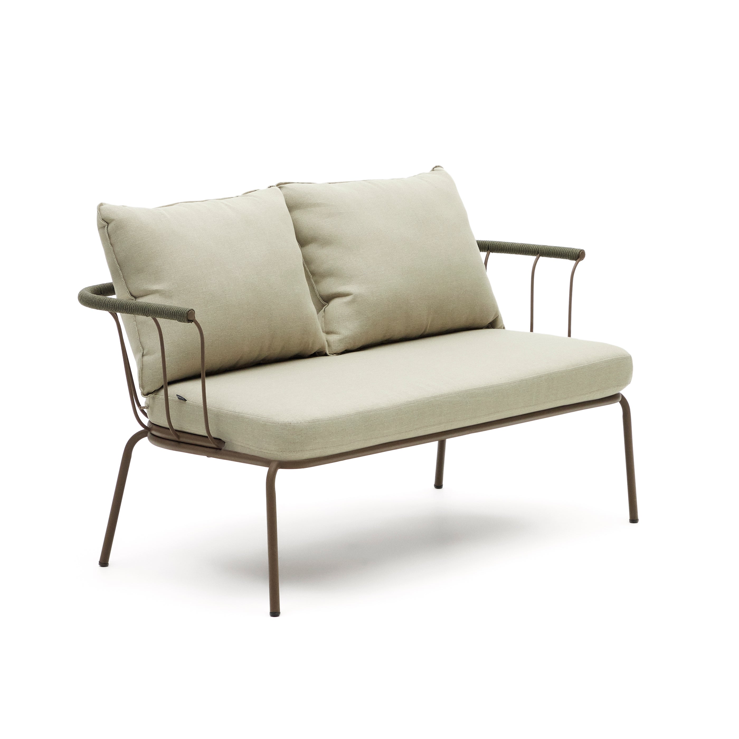 Salguer sofa in green cord and steel with a brown painted finish, 134 cm - Product Image