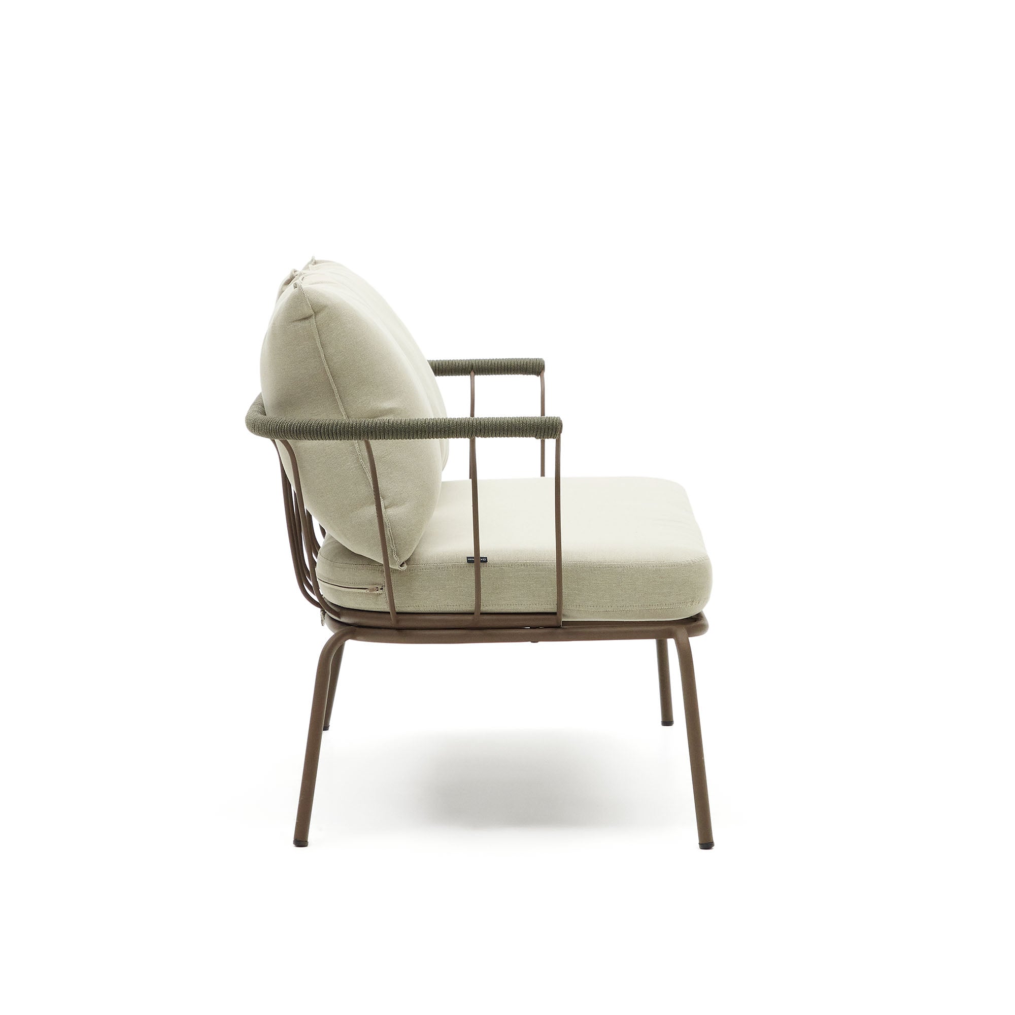 Salguer sofa in green cord and steel with a brown painted finish, 134 cm - Product Image