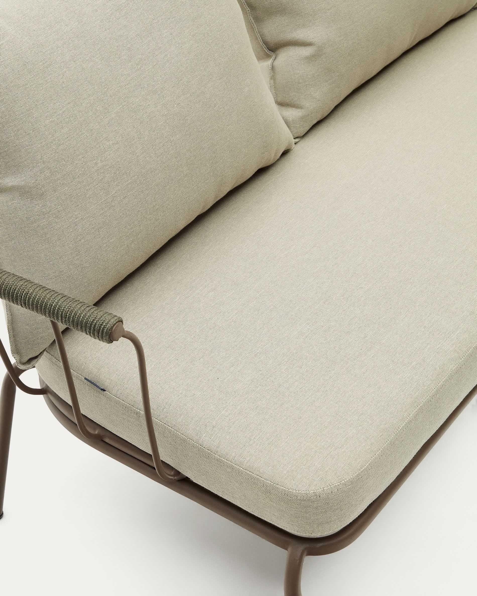 Salguer sofa in green cord and steel with a brown painted finish, 134 cm - Detail