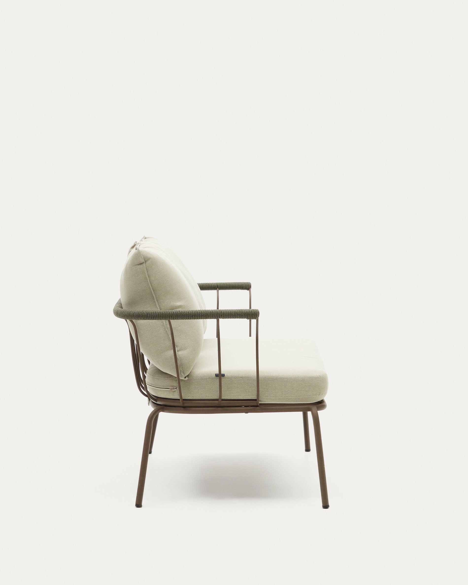 Salguer sofa in green cord and steel with a brown painted finish, 134 cm - Product View