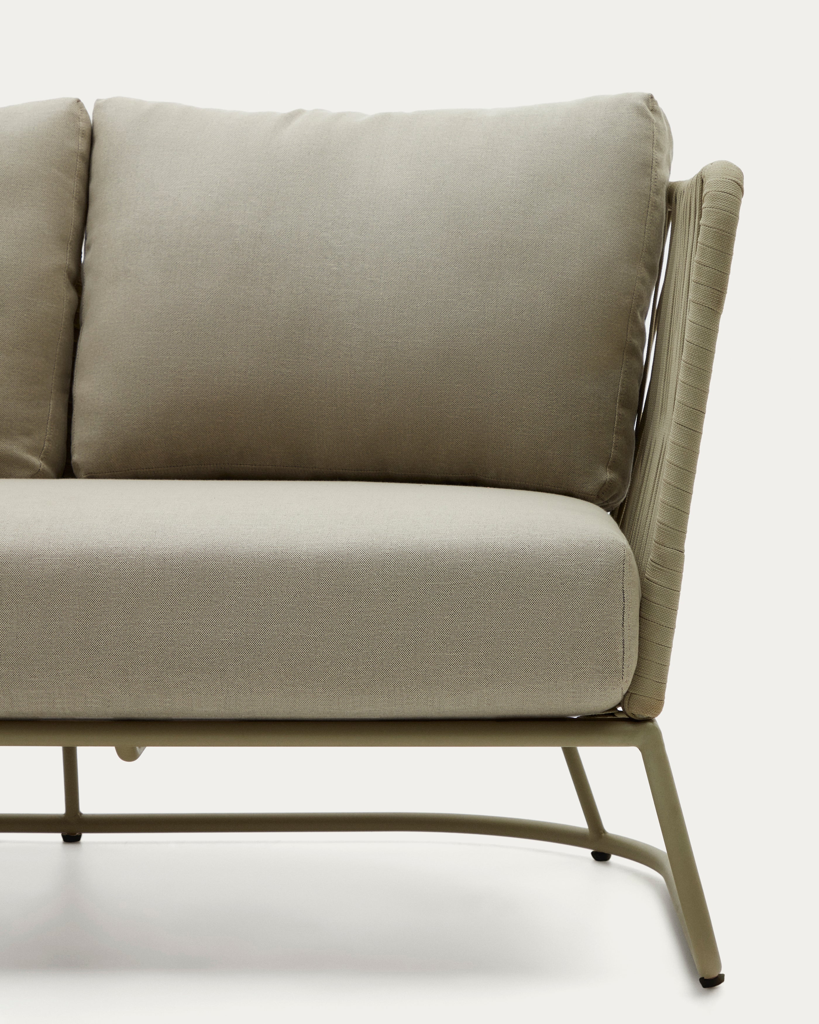 Saconca 3-seater outdoor sofa made of cord and green galvanised steel, 189 cm - Detail