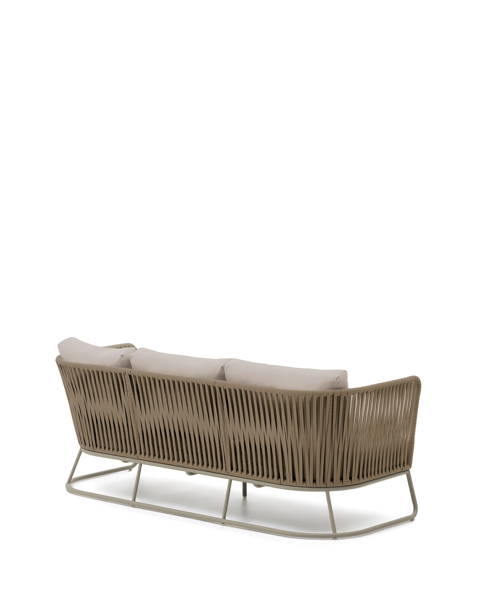 Saconca outdoor 3-seater sofa in rope cord and beige galvanised steel 189 cm - Product Image