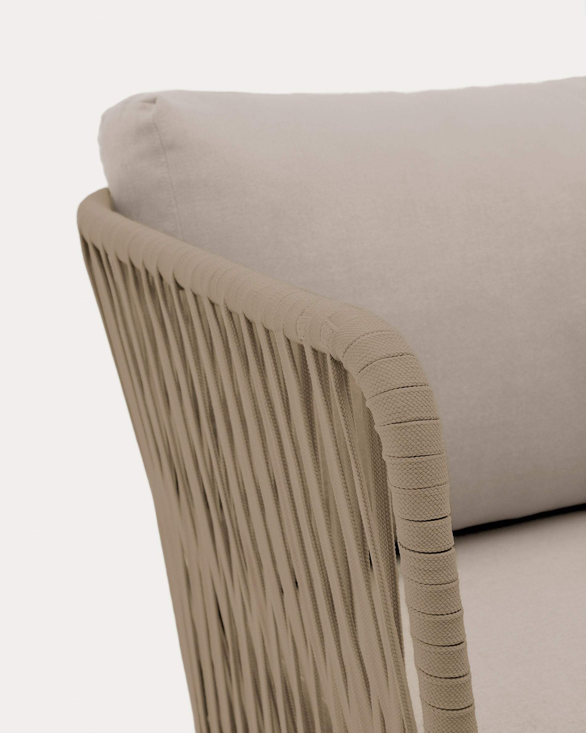 Saconca outdoor 3-seater sofa in rope cord and beige galvanised steel 189 cm - Detail