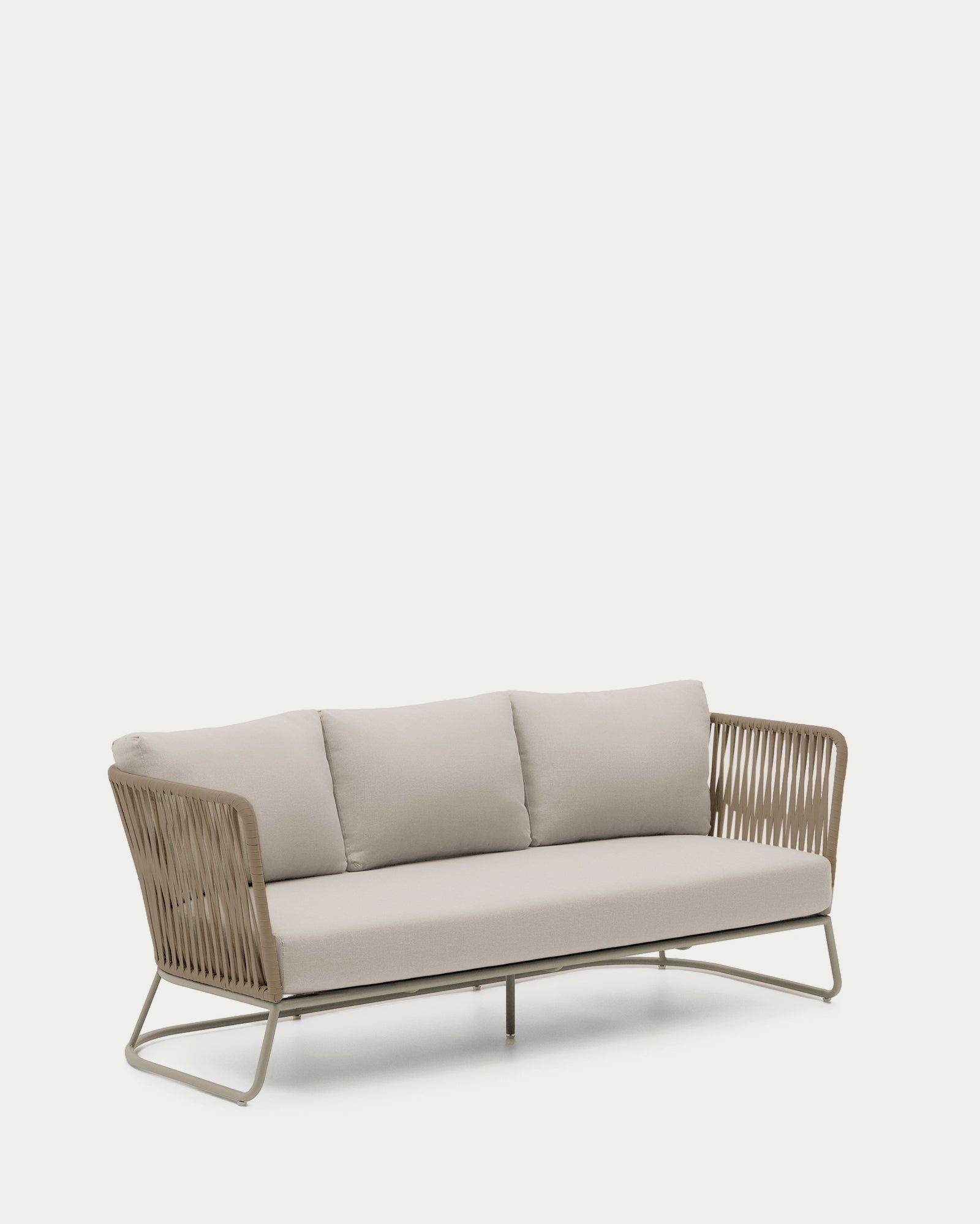 Saconca outdoor 3-seater sofa in rope cord and beige galvanised steel 189 cm - Product View