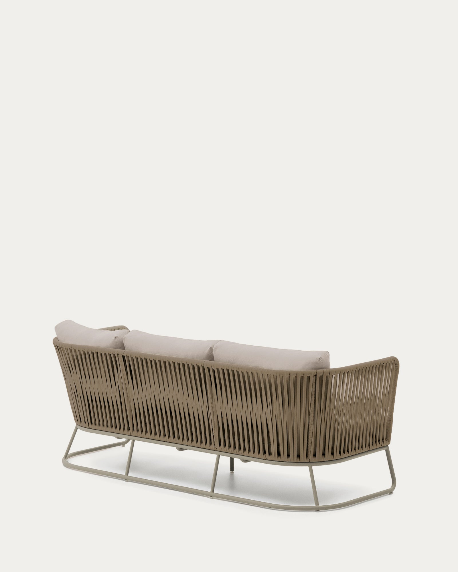 Saconca outdoor 3-seater sofa in rope cord and beige galvanised steel 189 cm - Product View