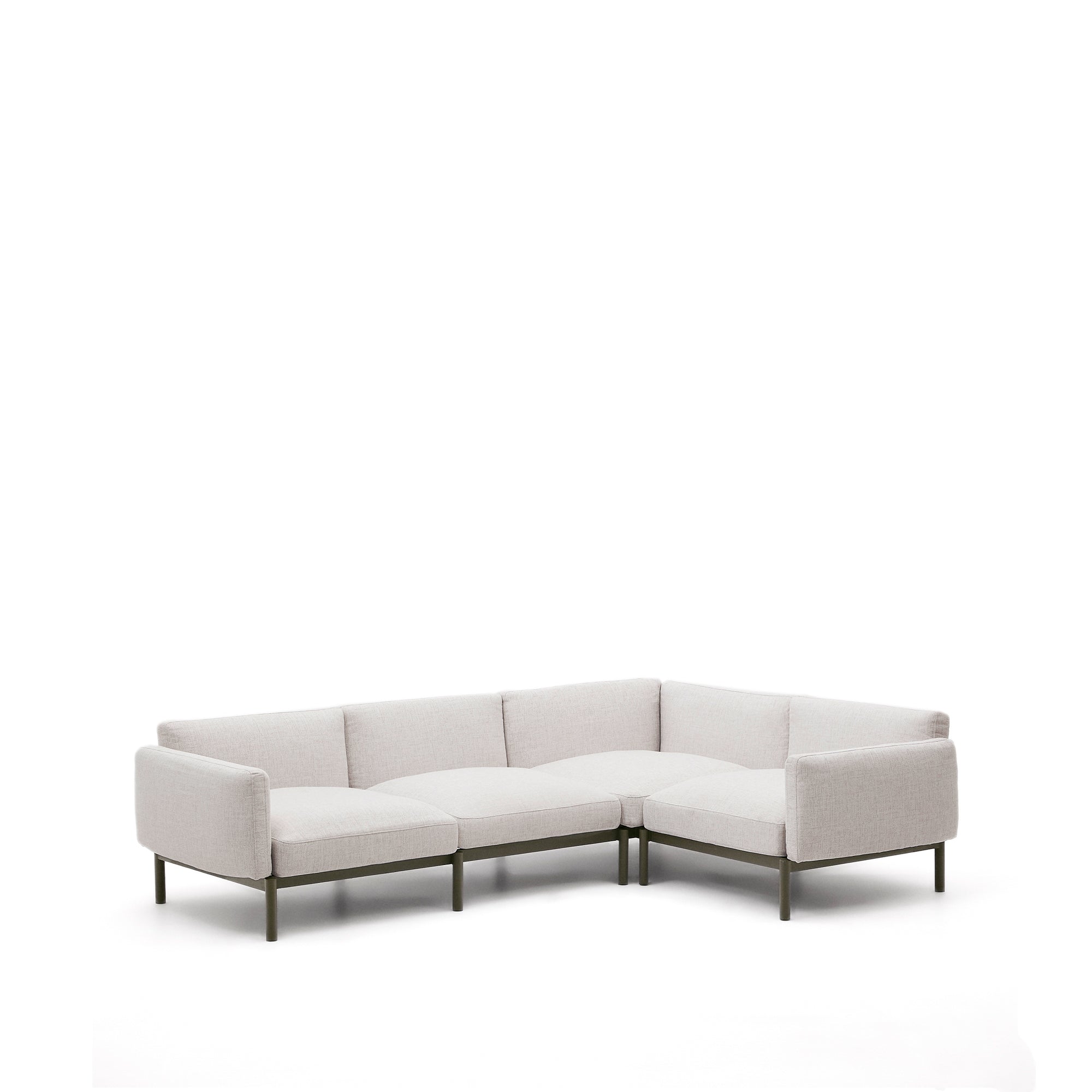 Sorells modular 5-seater outdoor corner sofa in aluminum with green finish, 266 cm
