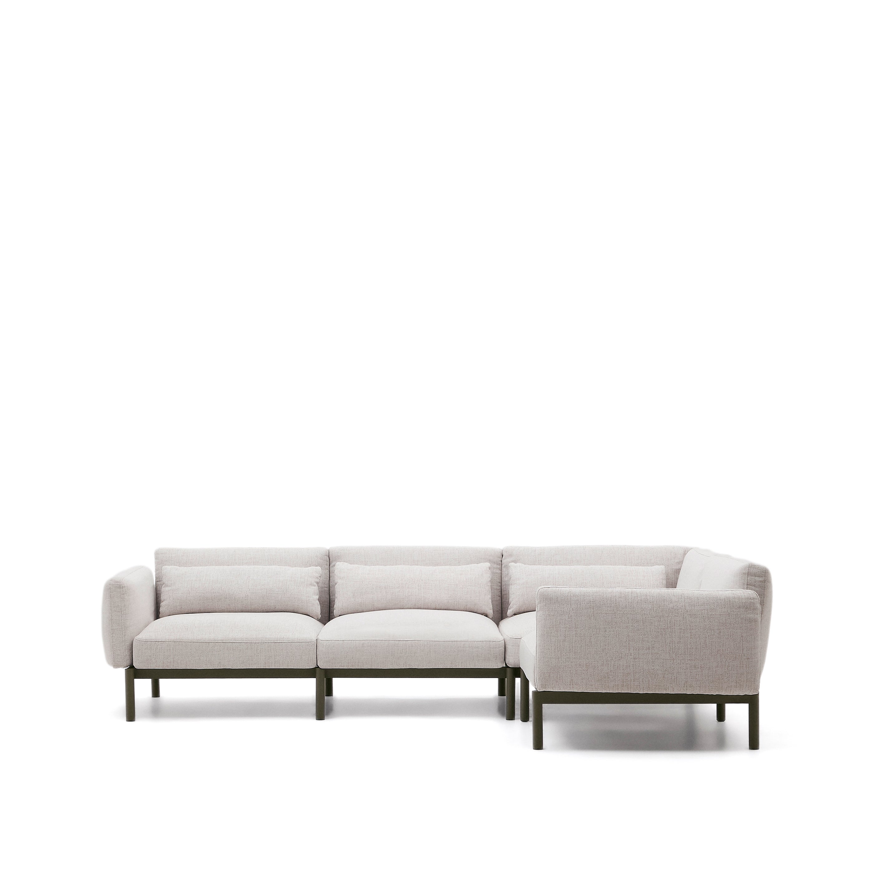 Sorells modular 5-seater outdoor corner sofa in aluminium with green finish 276 x 191,5 cm - Product Image