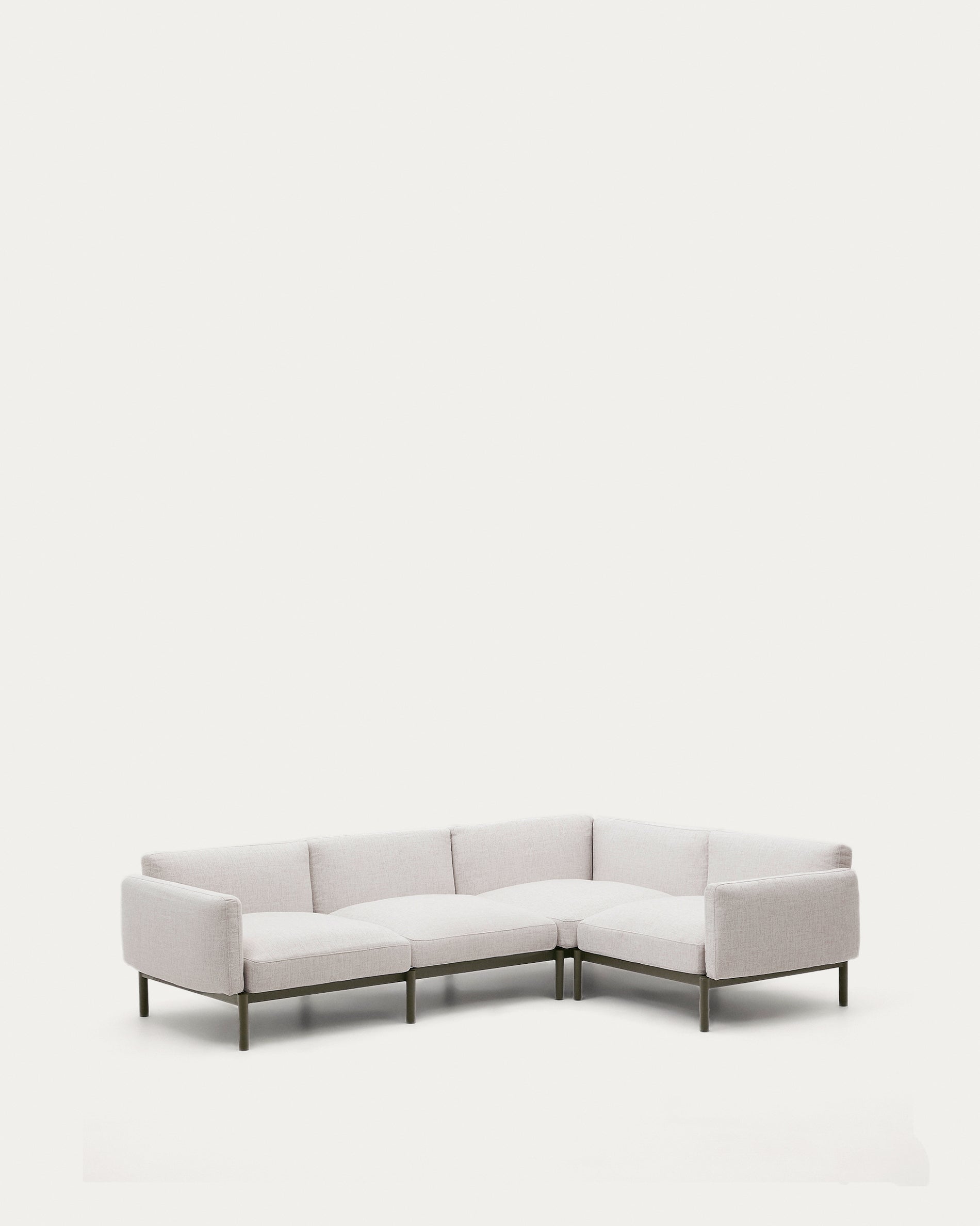 Sorells modular 5-seater outdoor corner sofa in aluminium with green finish 276 x 191,5 cm - Product View