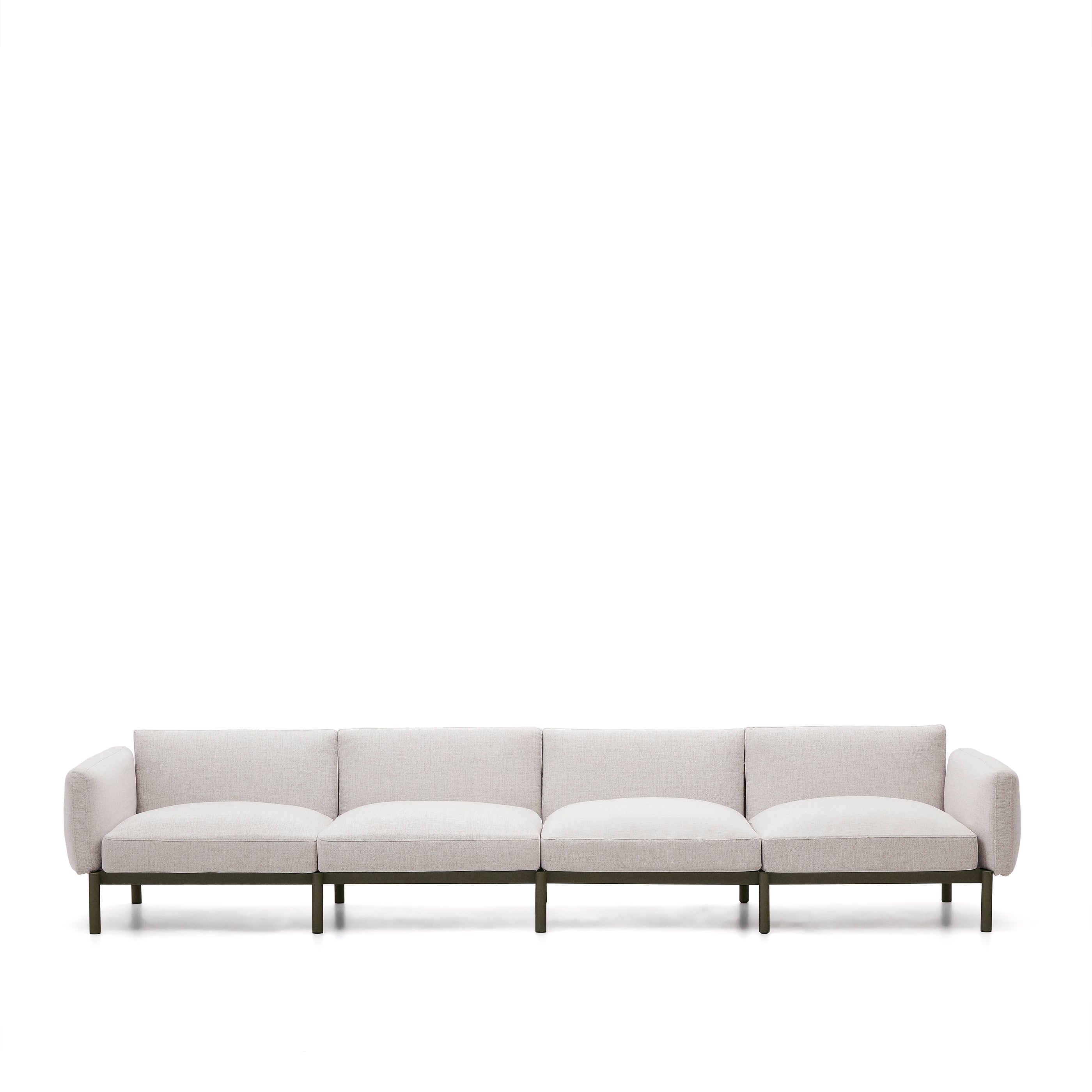 Sorells 4-seater modular outdoor sofa in aluminium with green finish 370 cm - Product Image