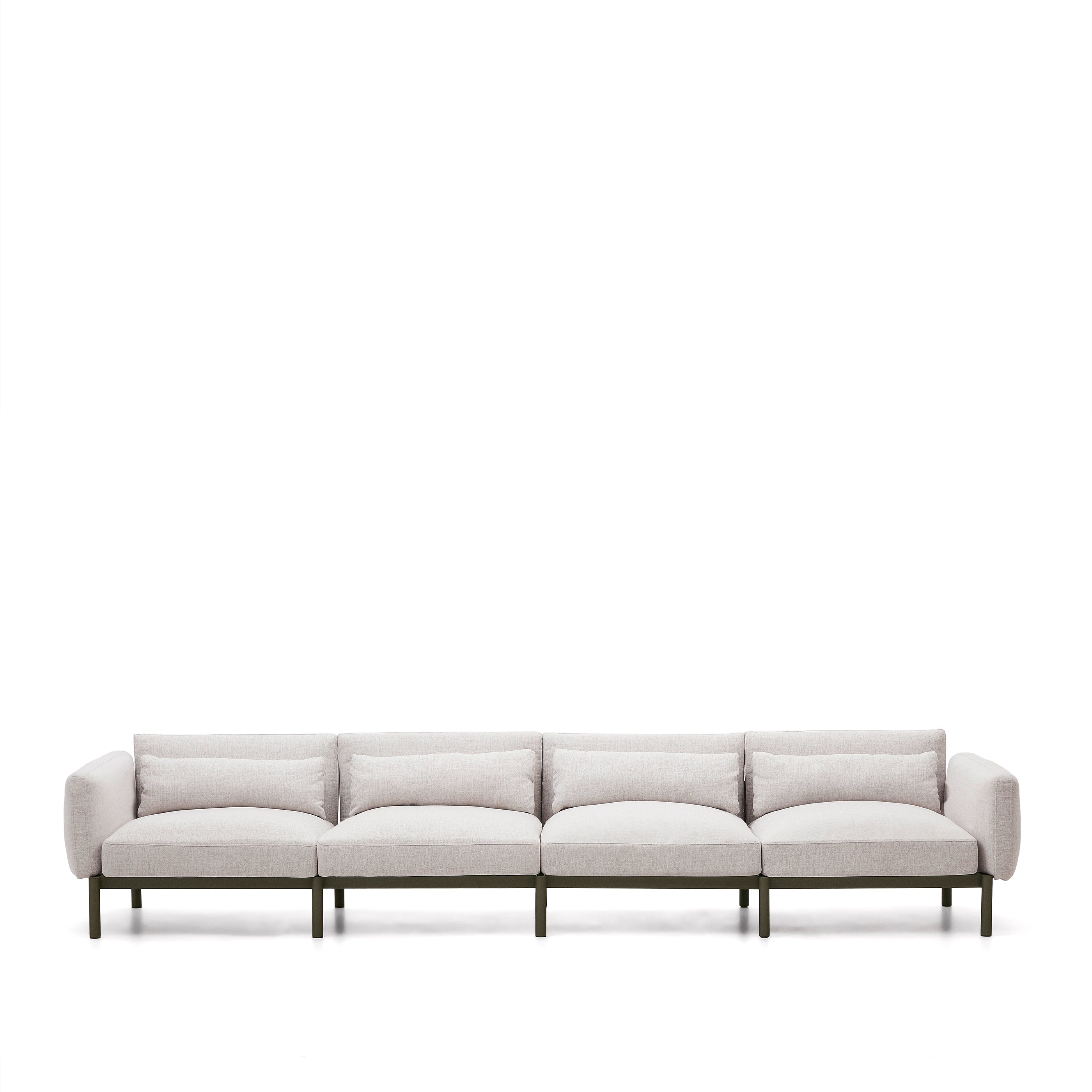 Sorells 4-seater modular outdoor sofa in aluminium with green finish 370 cm - Product Image