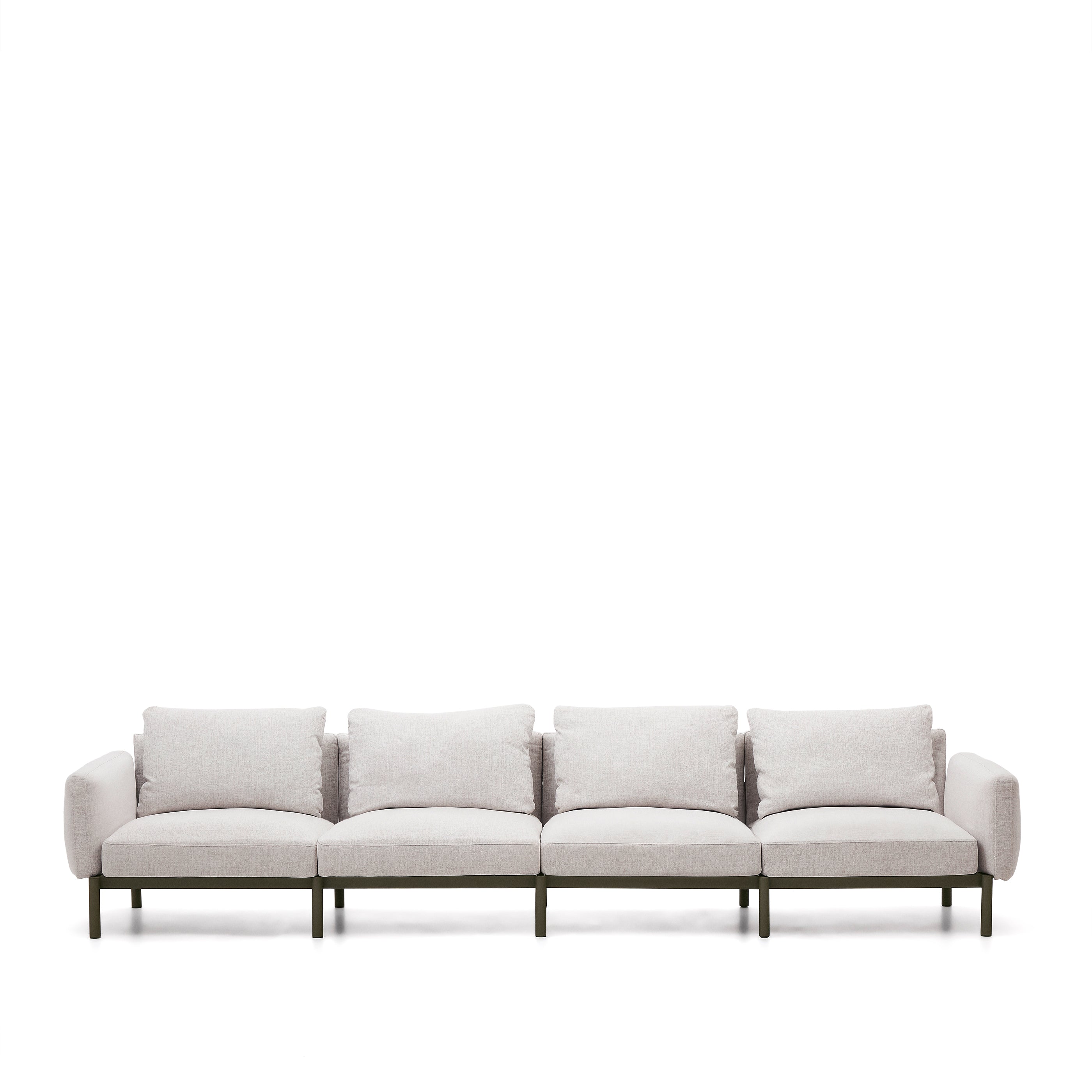 Sorells 4-seater modular outdoor sofa in aluminium with green finish 370 cm - Product Image