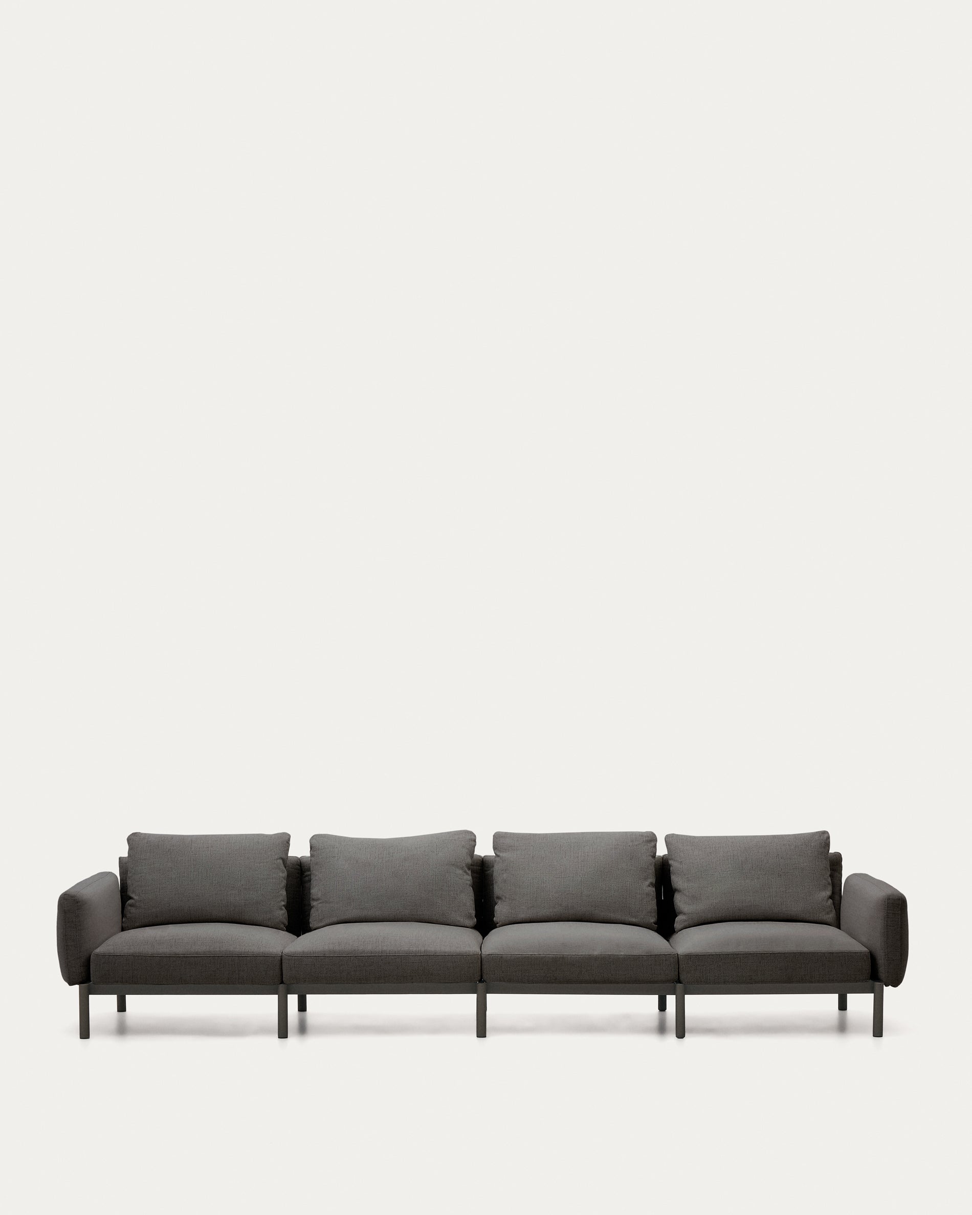 Sorells modular 4-seater outdoor sofa in aluminium with grey finish 370 cm - Product View