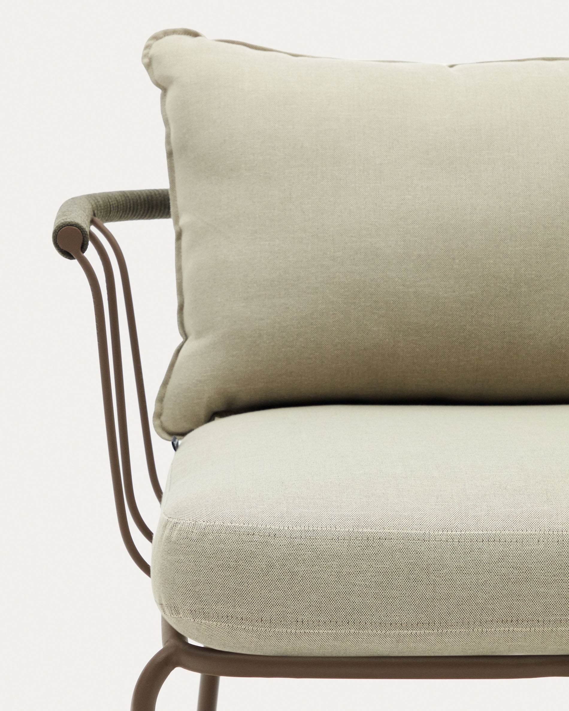 Salguer armchair in green cord and steel with a brown painted finish - Detail