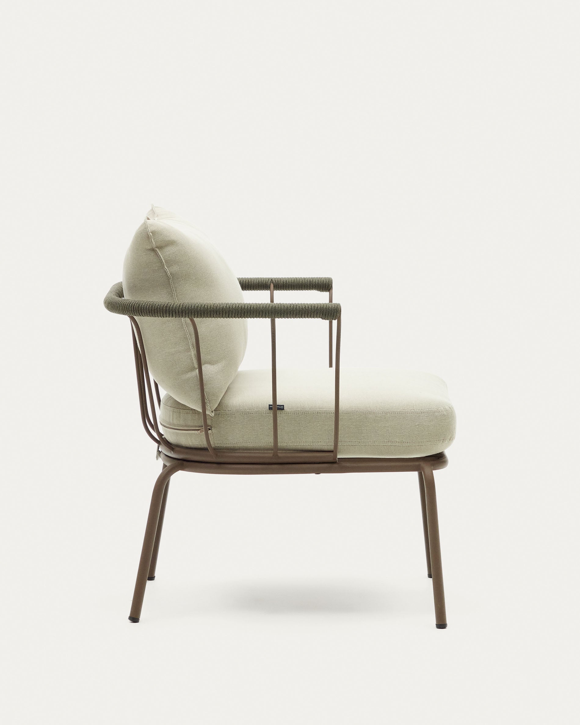 Salguer armchair in green cord and steel with a brown painted finish - Product View
