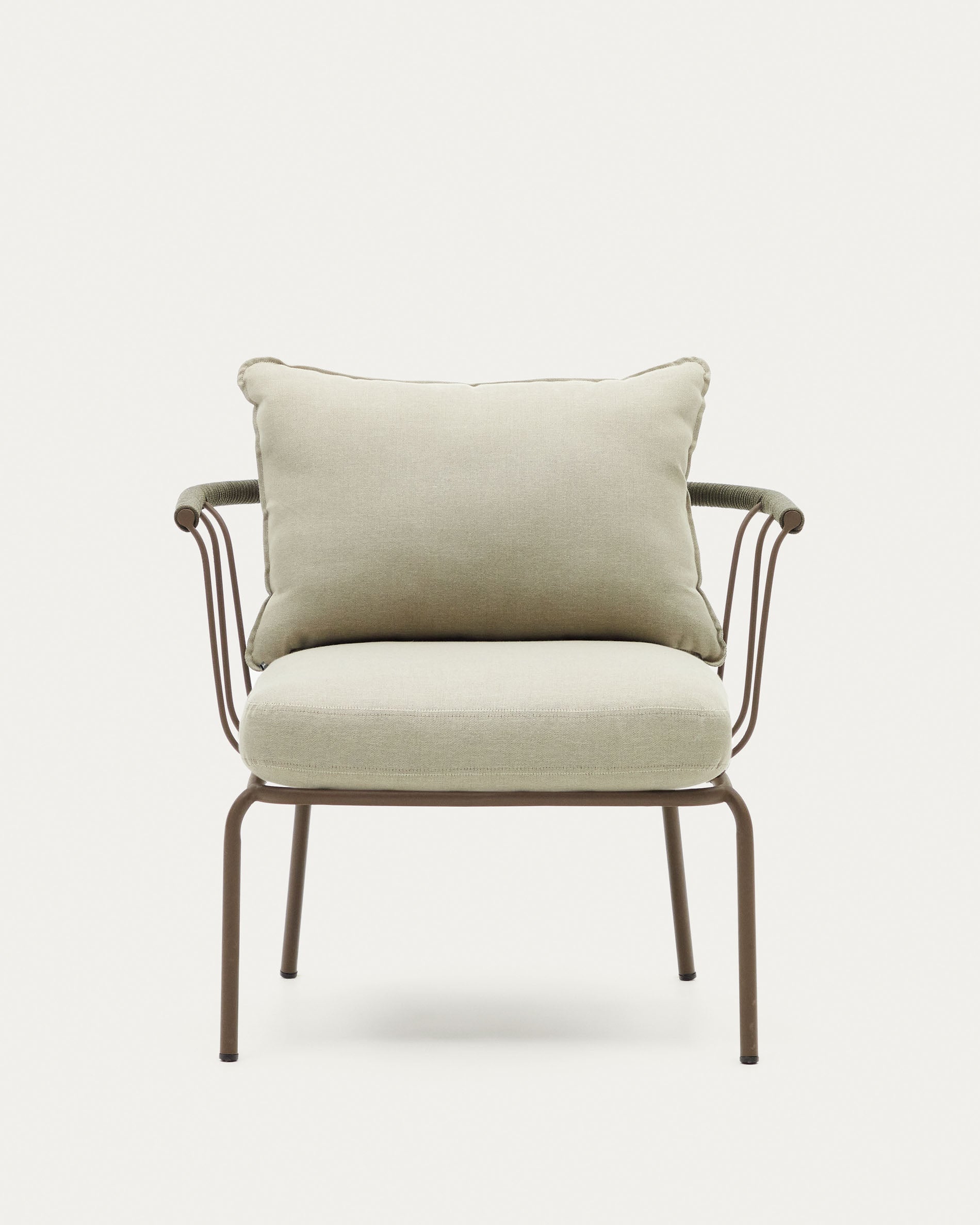 Salguer armchair in green cord and steel with a brown painted finish - Product View