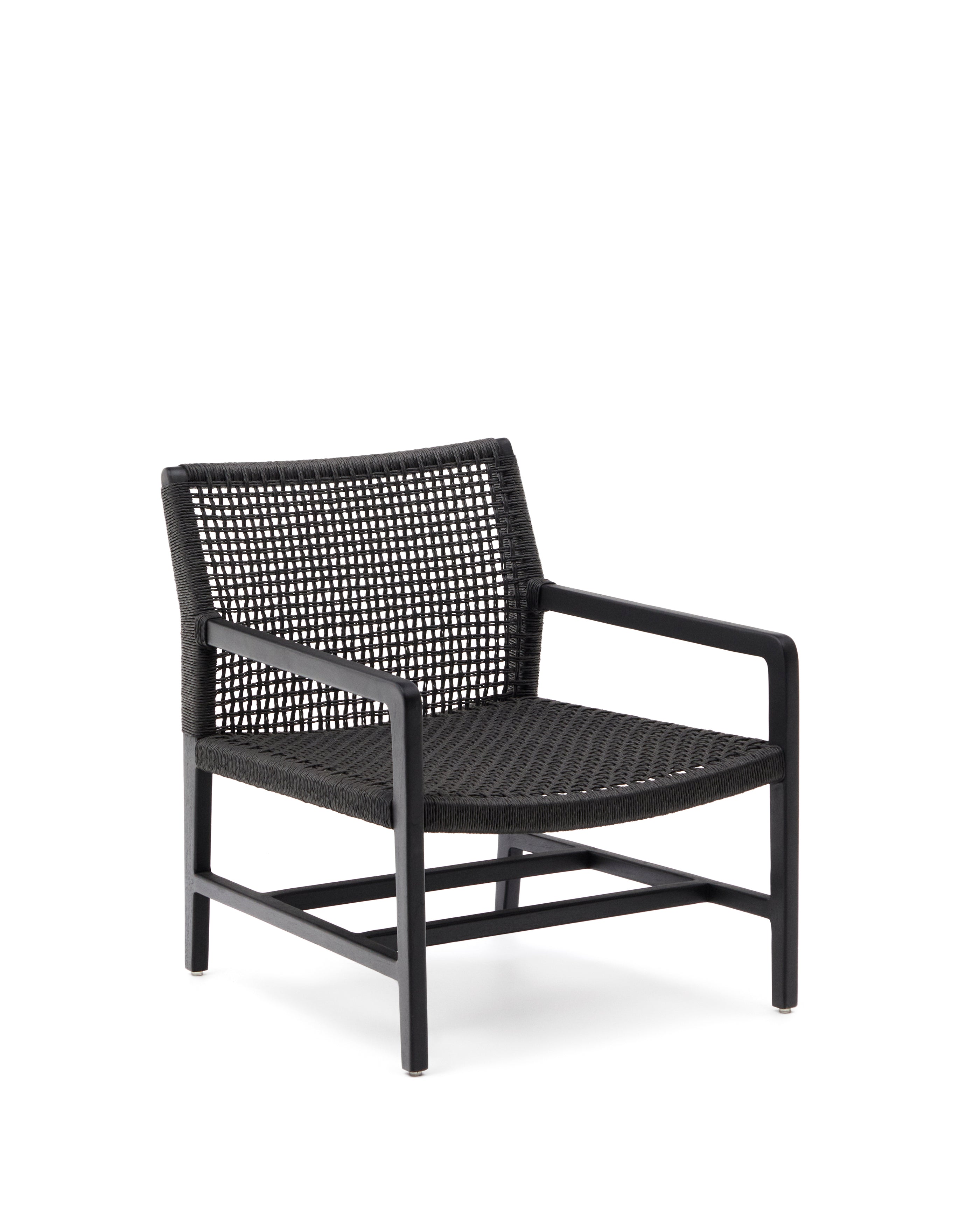 Sabolla armchair made of solid teak wood in a black finish - Product Image