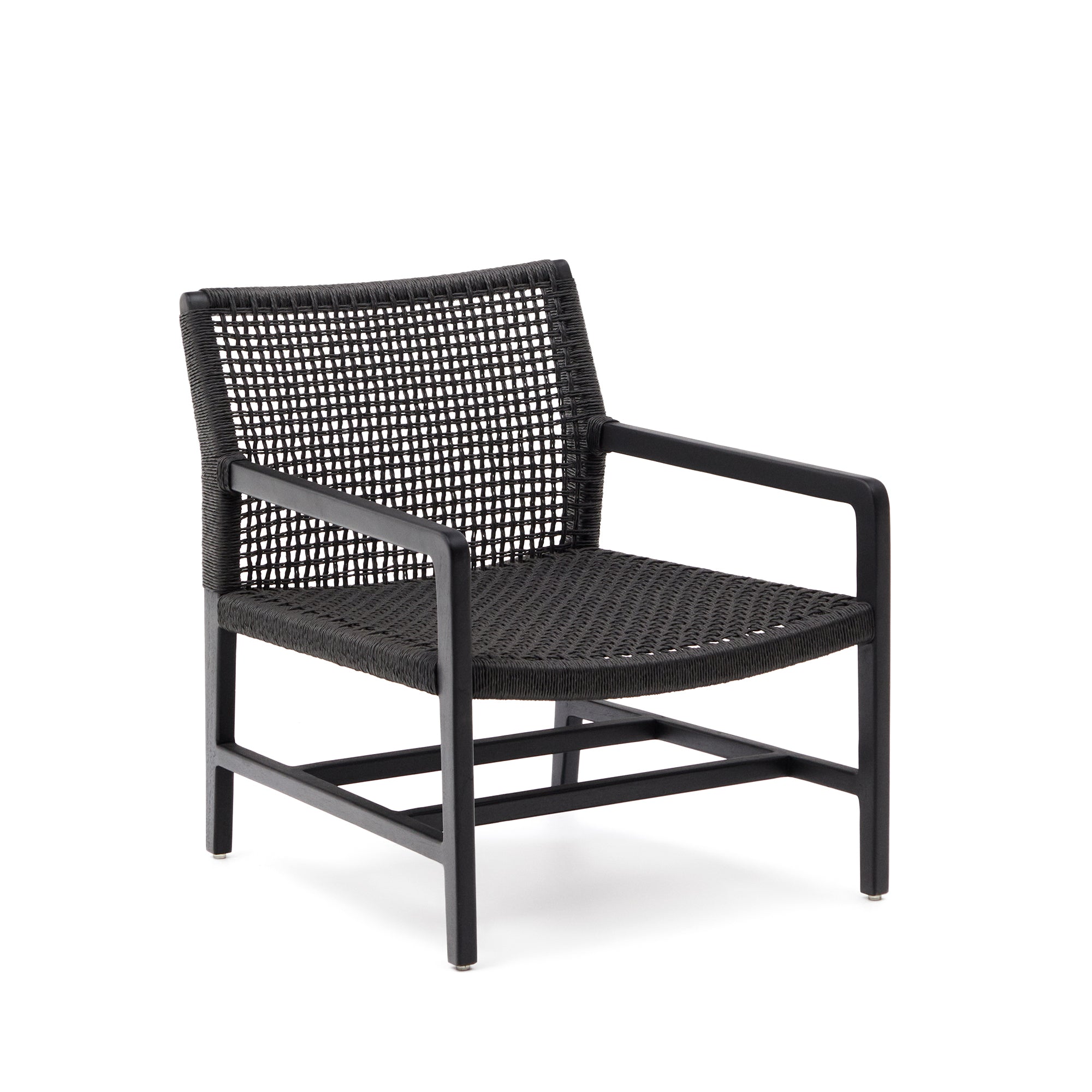 Sabolla armchair made of solid teak wood in a black finish - Product Image