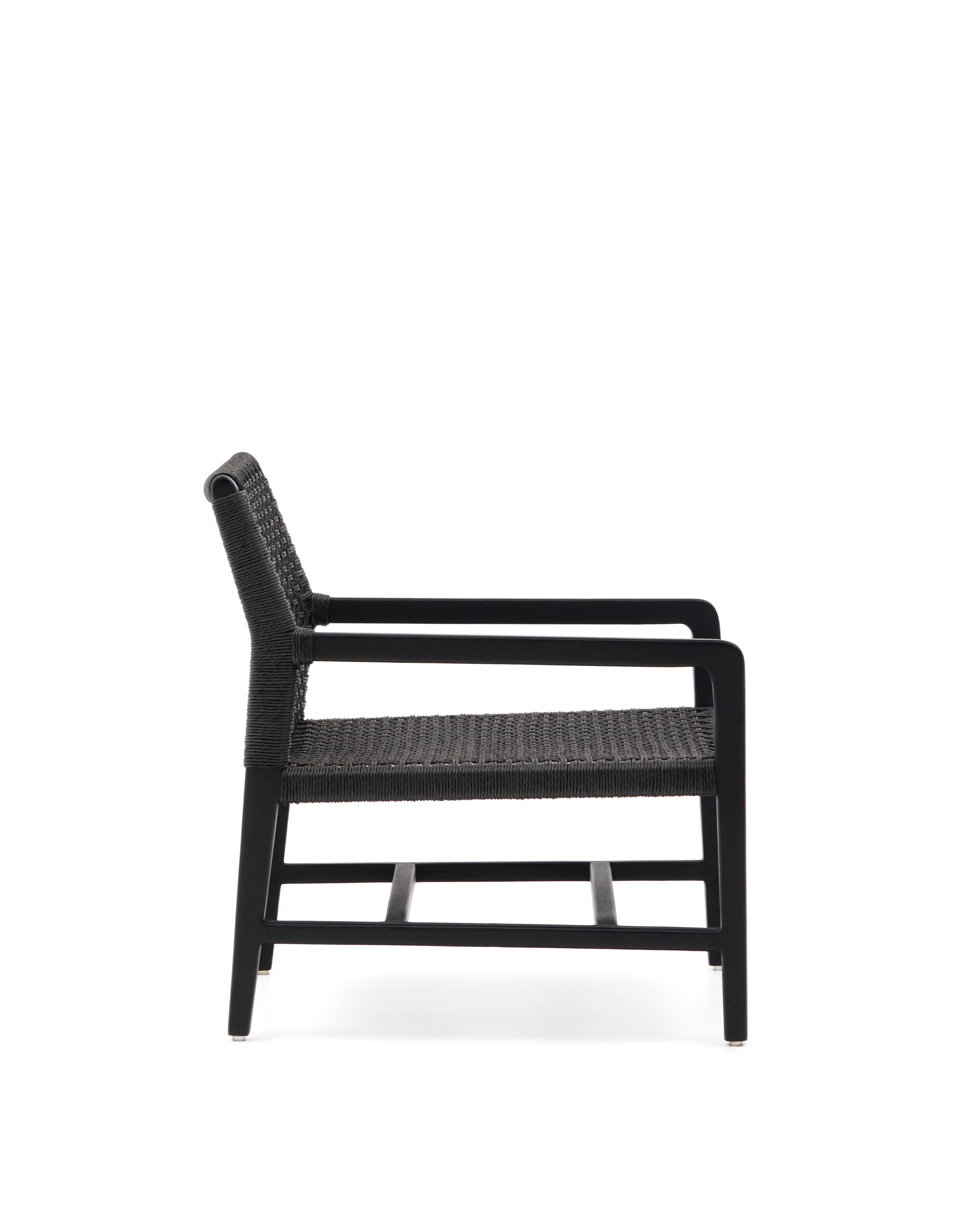 Sabolla armchair made of solid teak wood in a black finish - Product Image