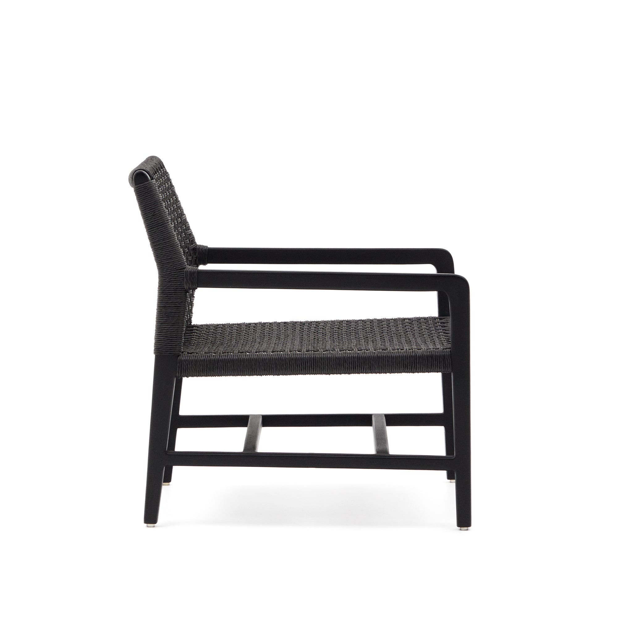 Sabolla armchair made of solid teak wood in a black finish - Product Image