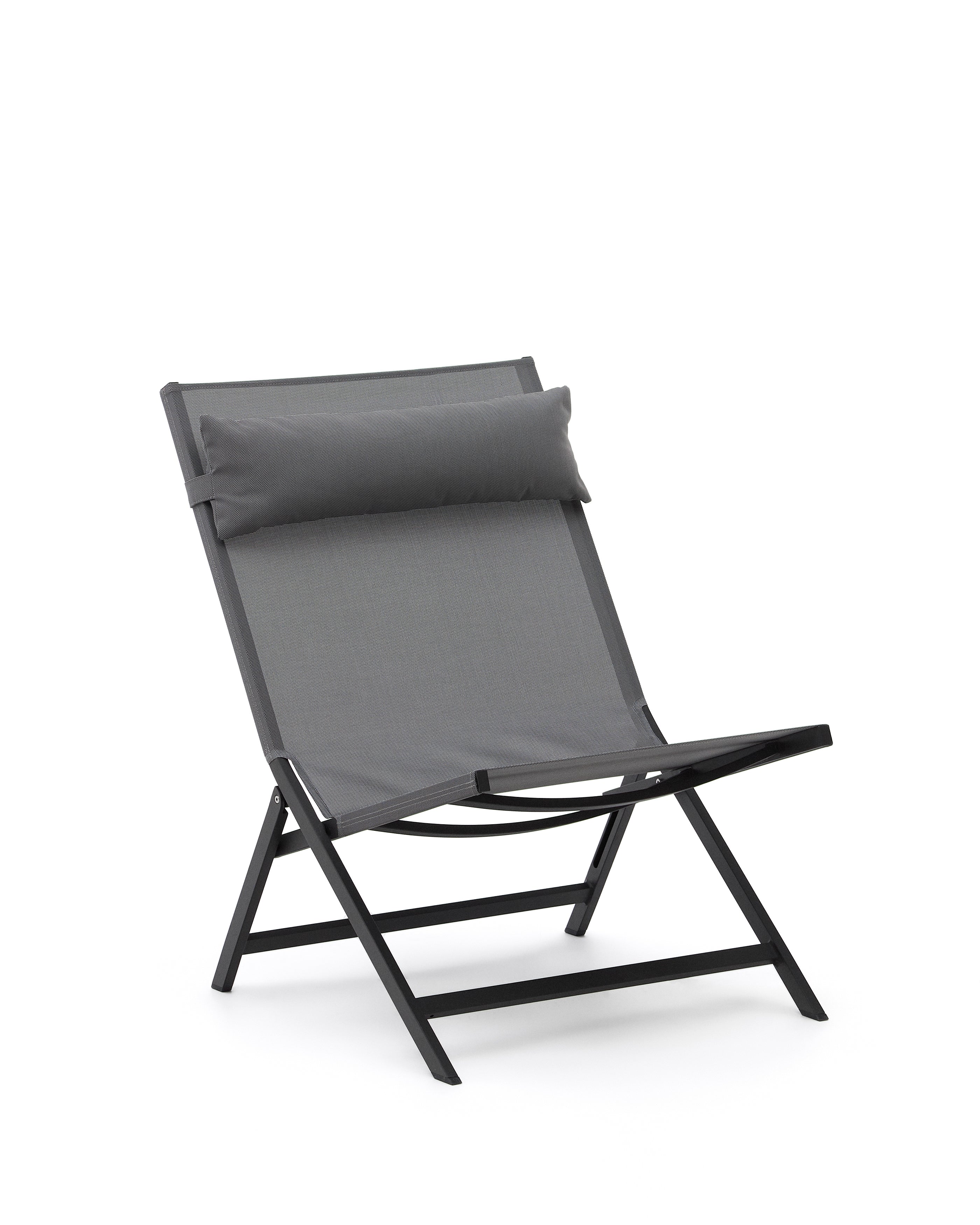 Canutells folding armchair made of aluminum with dark grey finish - Product Image