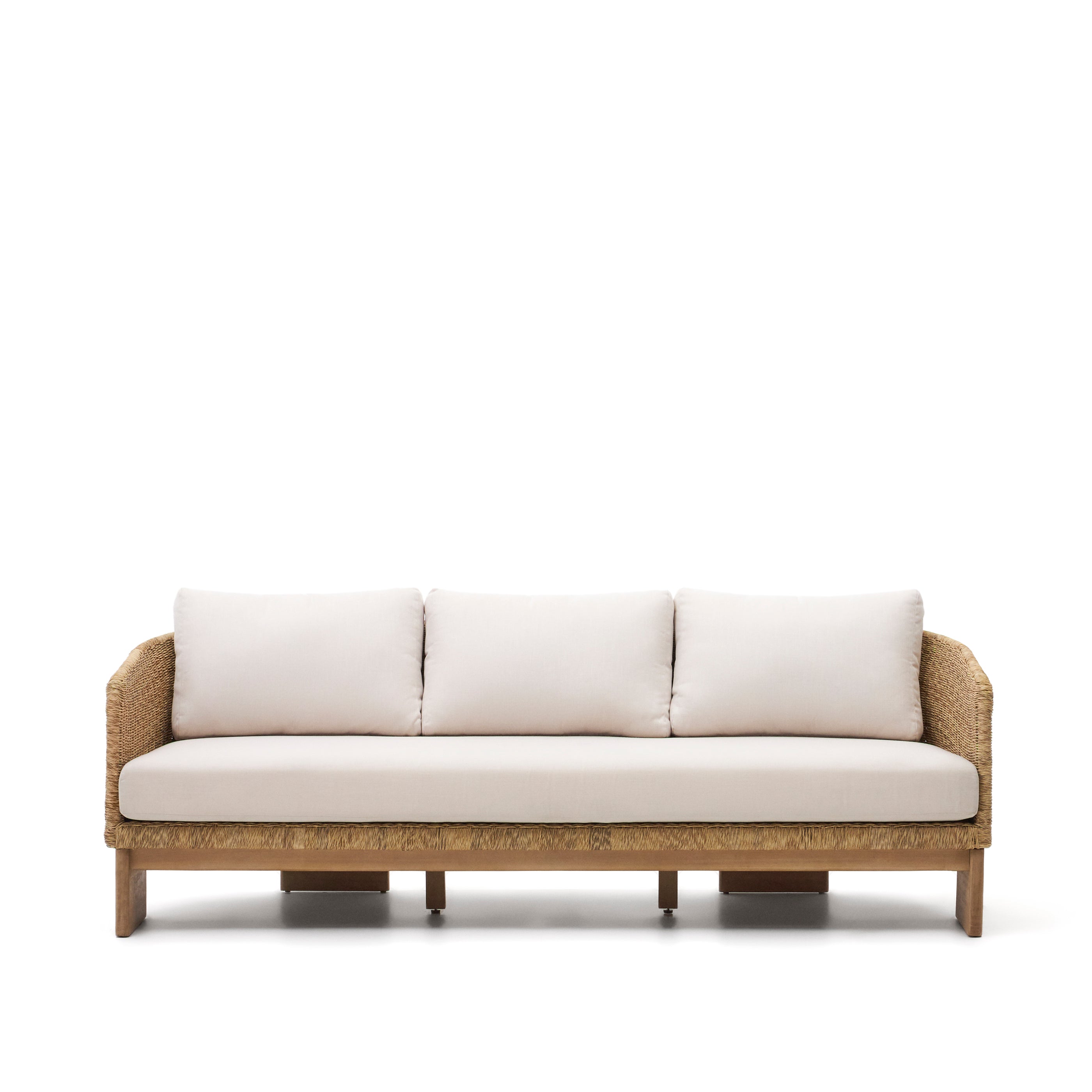Xoriguer 3-üléses kanapé műrattanból és 100% FSC minősített szilárd eukaliptusz fából, 223 cm