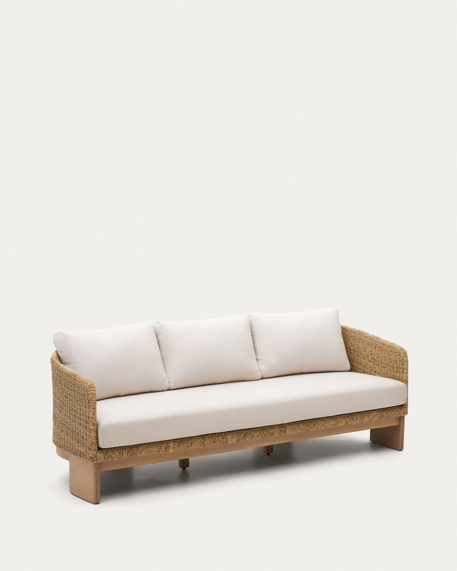 Xoriguer 3-seater sofa in artificial rattan and 100% FSC certified solid eucalyptus wood, 223 cm