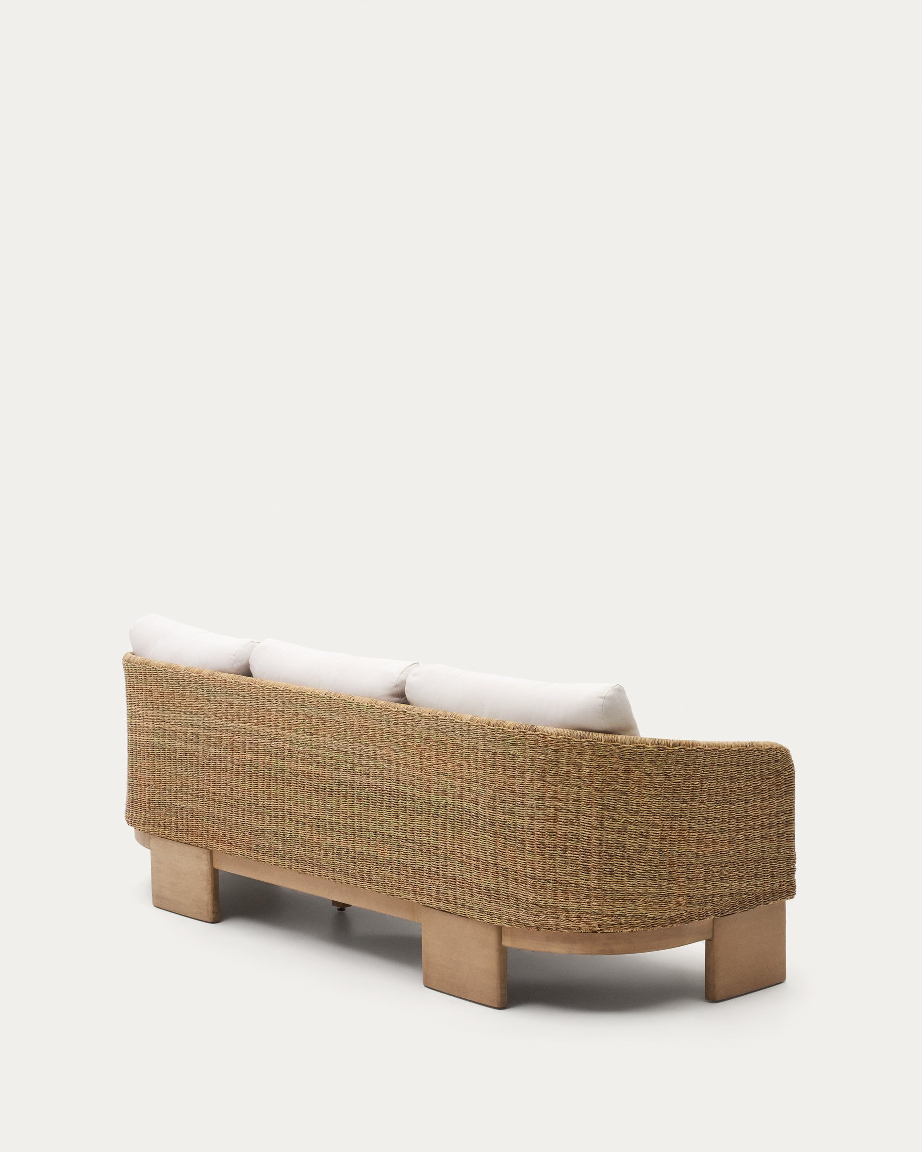 Xoriguer 3-seater sofa in artificial rattan and 100% FSC certified solid eucalyptus wood, 223 cm