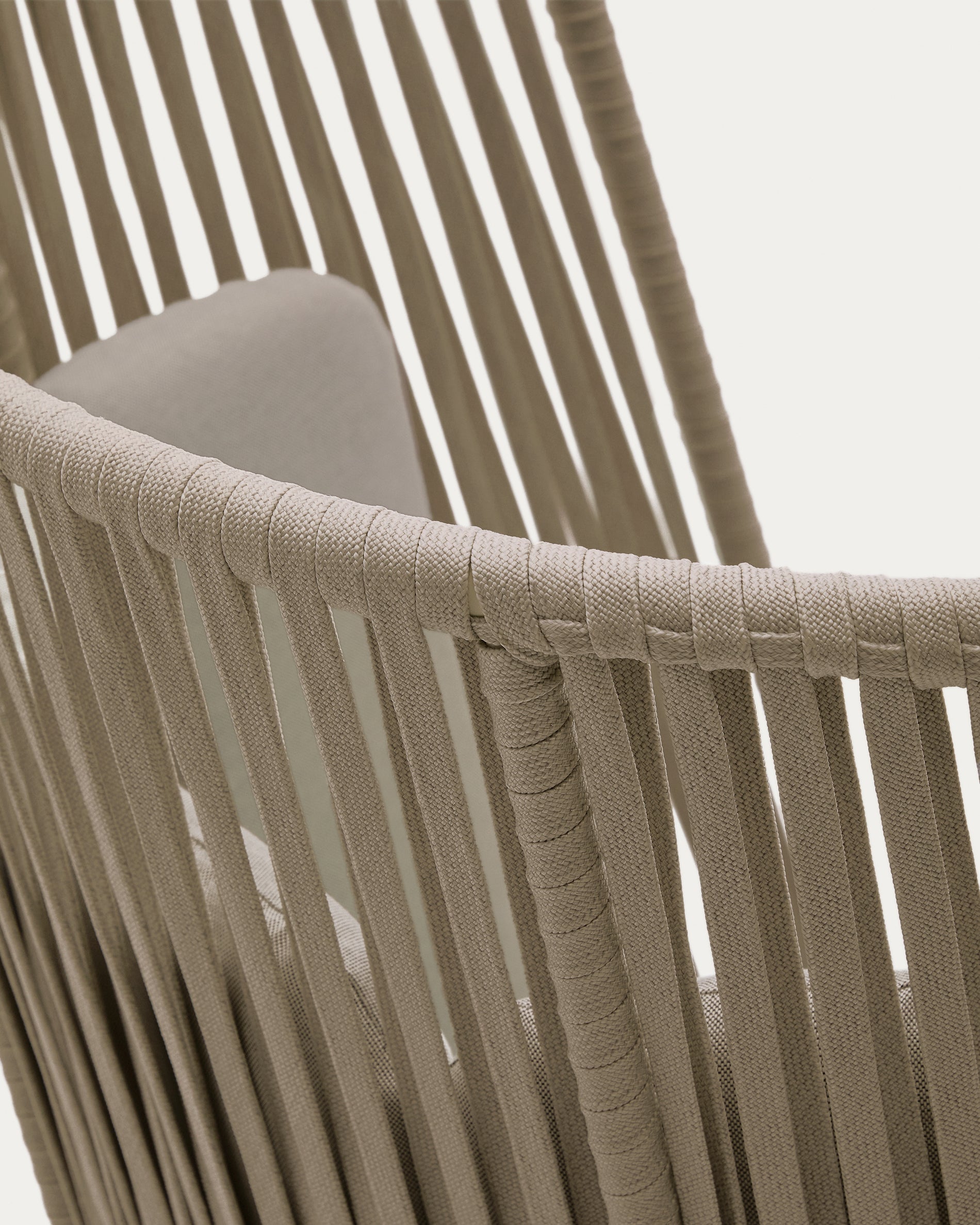 Saconca outdoor armchair with high backrest made of rope cord and beige galvanised steel - Detail
