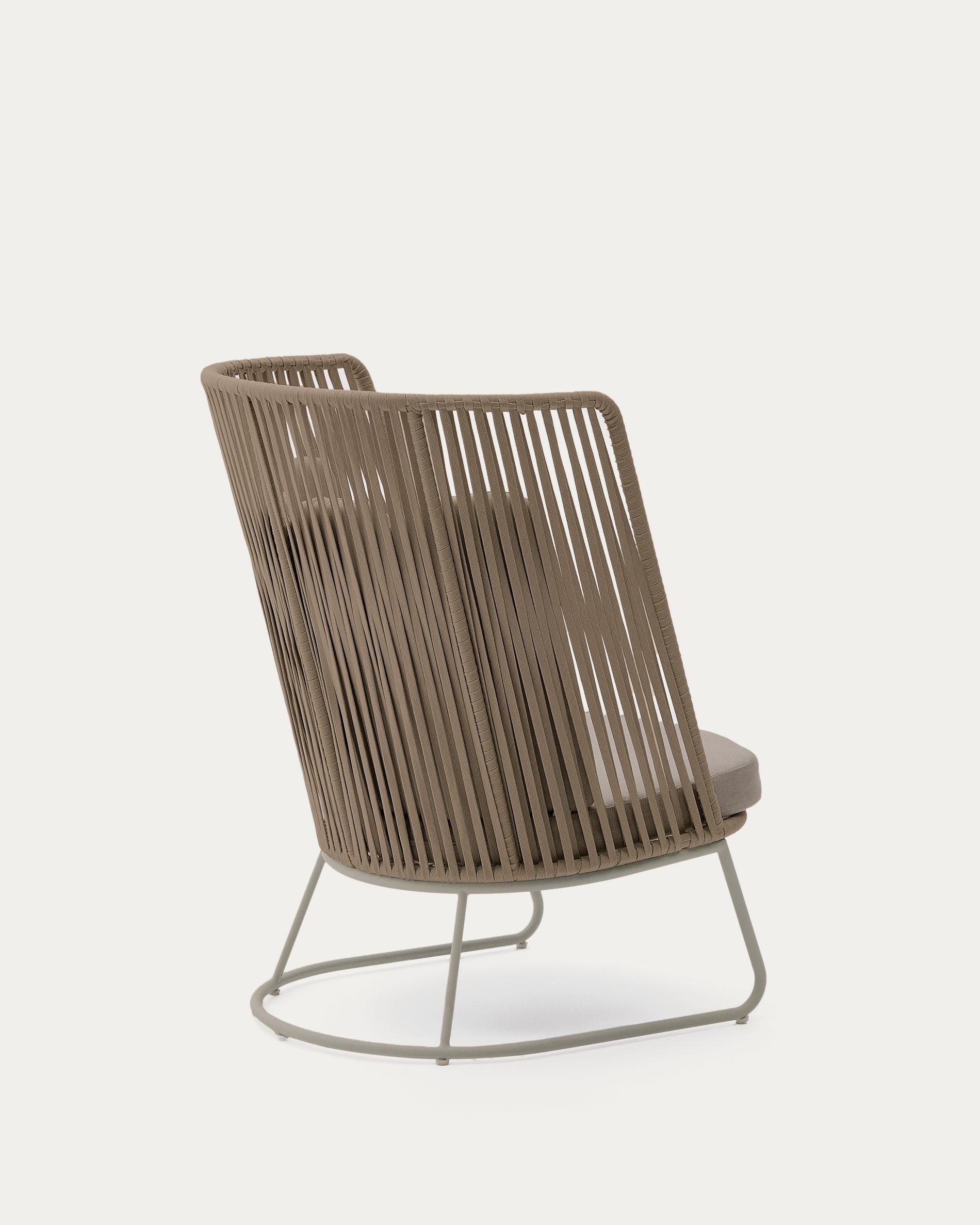 Saconca outdoor armchair with high backrest made of rope cord and beige galvanised steel - Product View