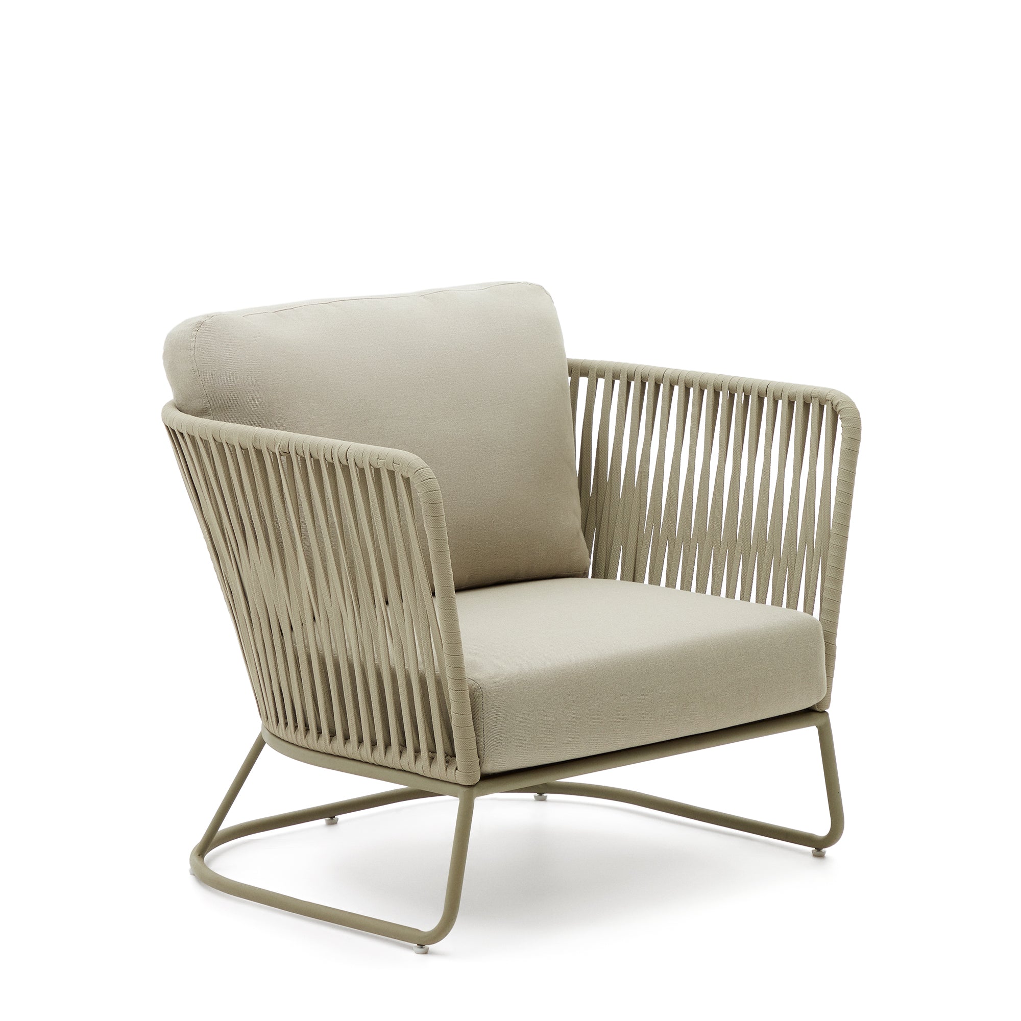 Saconca outdoor armchair made of cord and green galvanised steel - Product Image