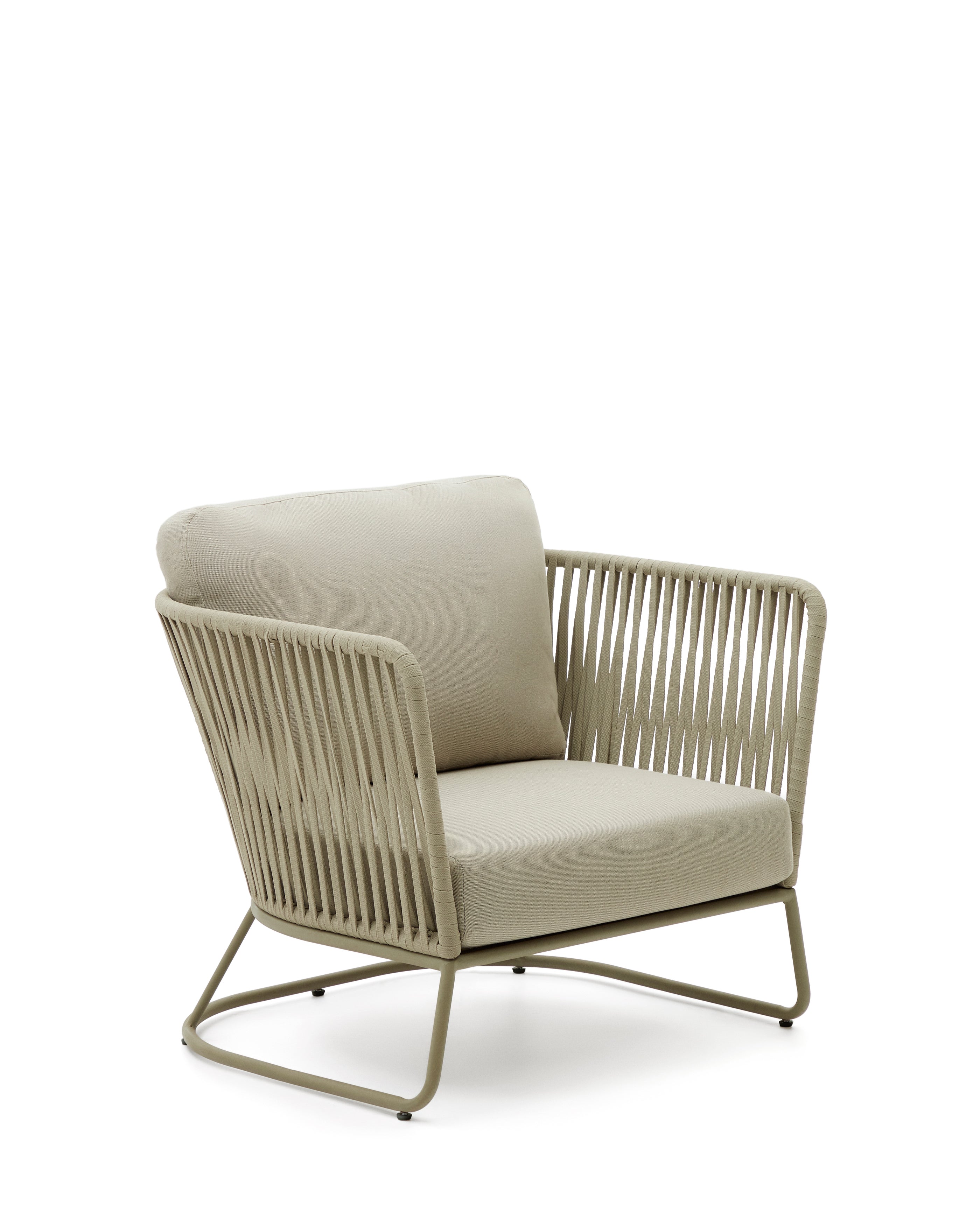 Saconca outdoor armchair made of cord and green galvanised steel - Product Image