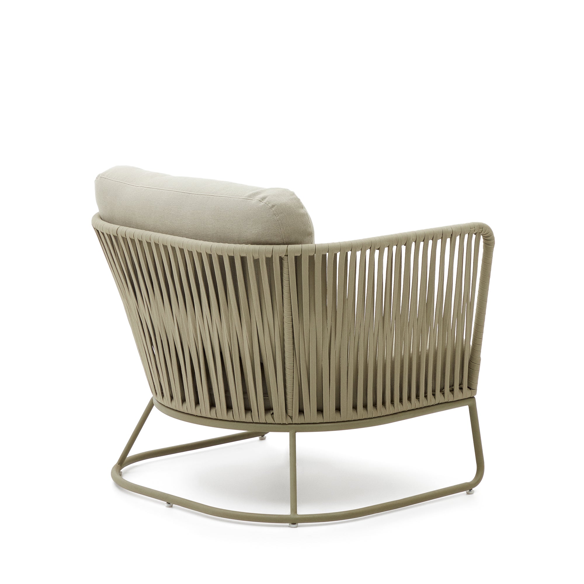 Saconca outdoor armchair made of rope and green galvanized steel