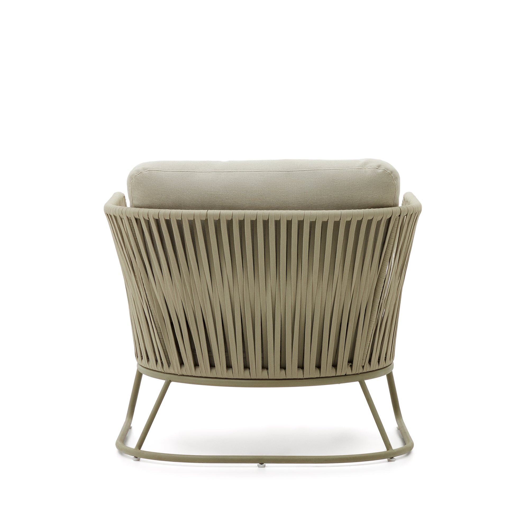 Saconca outdoor armchair made of rope and green galvanized steel