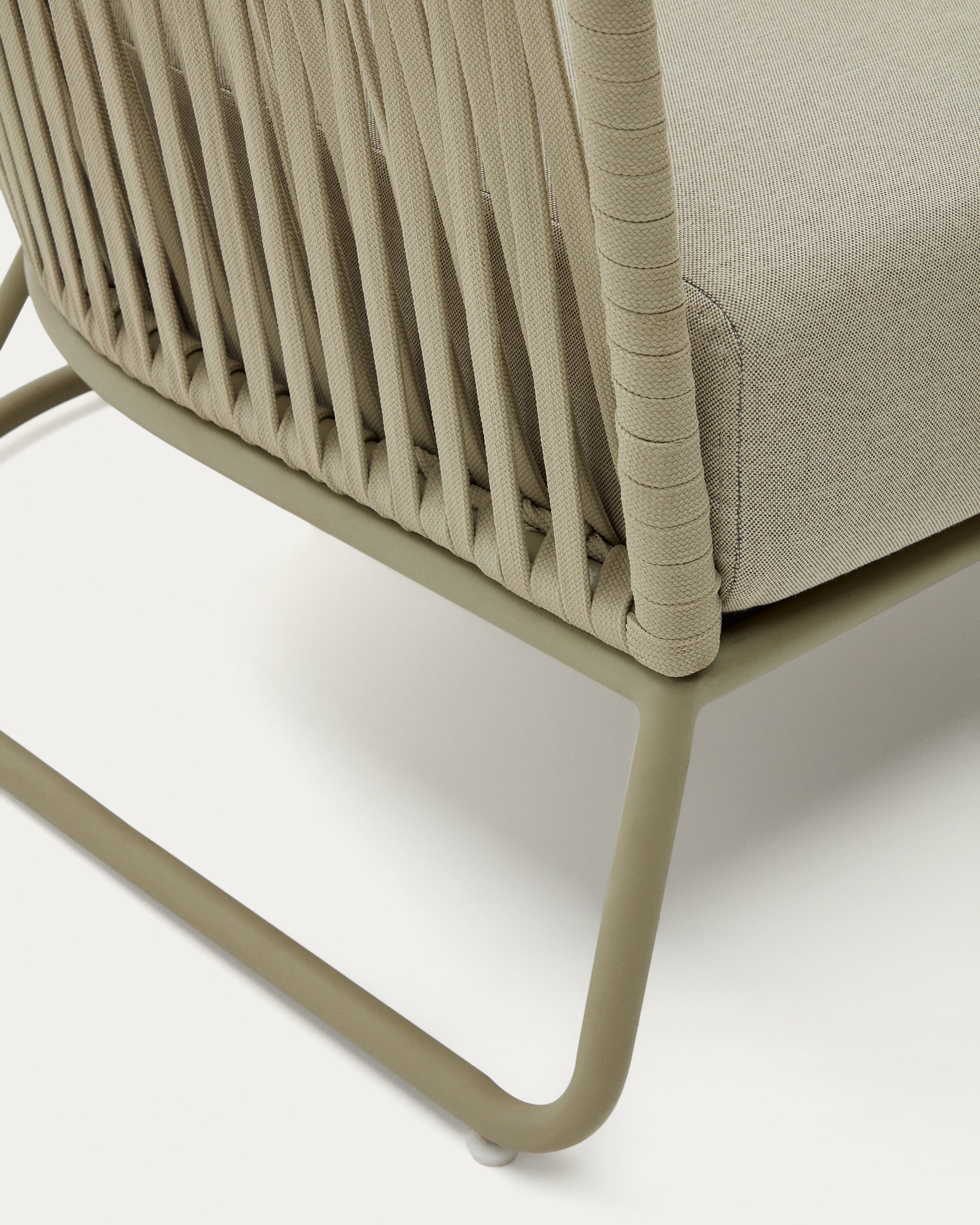 Saconca outdoor armchair made of cord and green galvanised steel - Detail