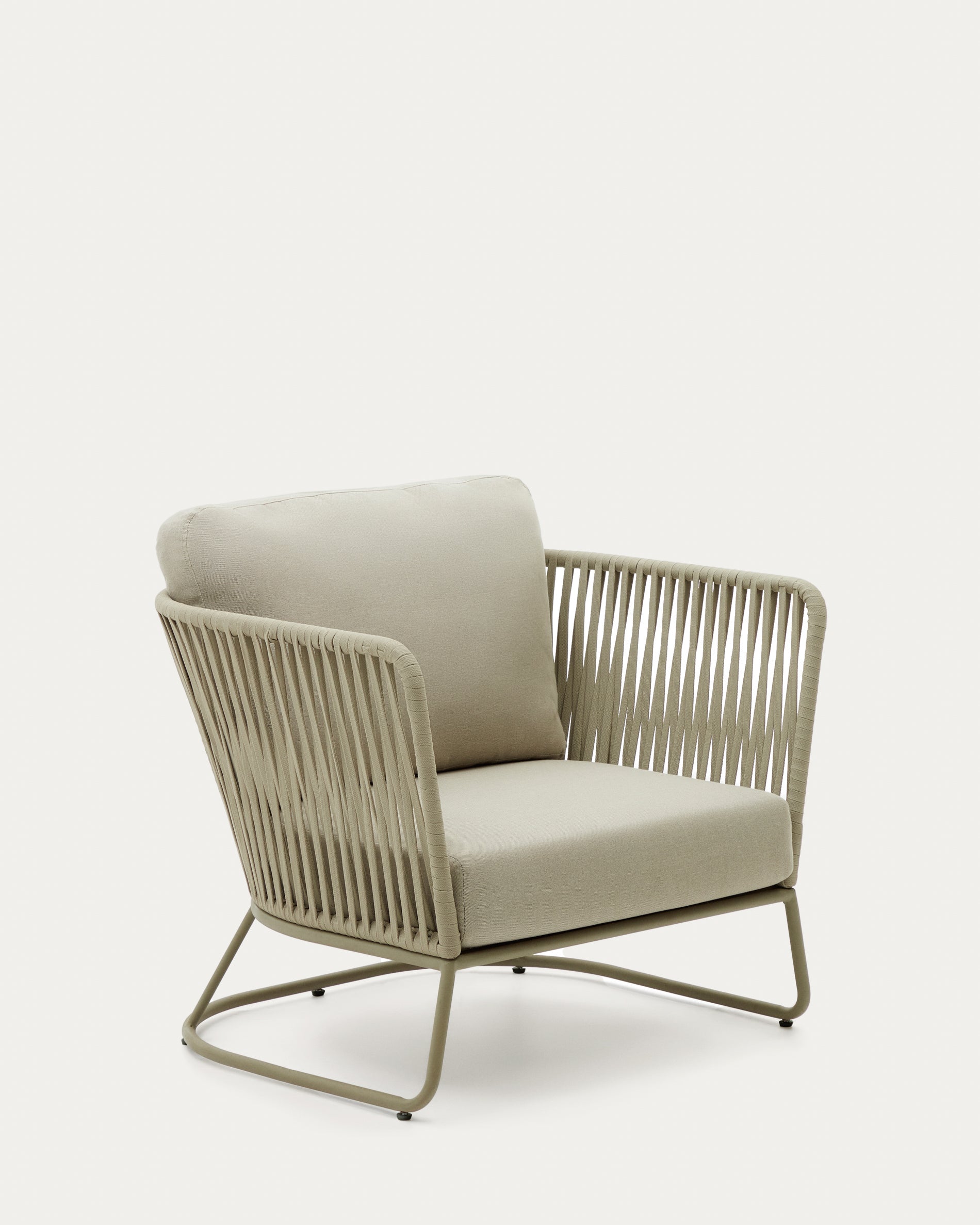 Saconca outdoor armchair made of cord and green galvanised steel - Product View
