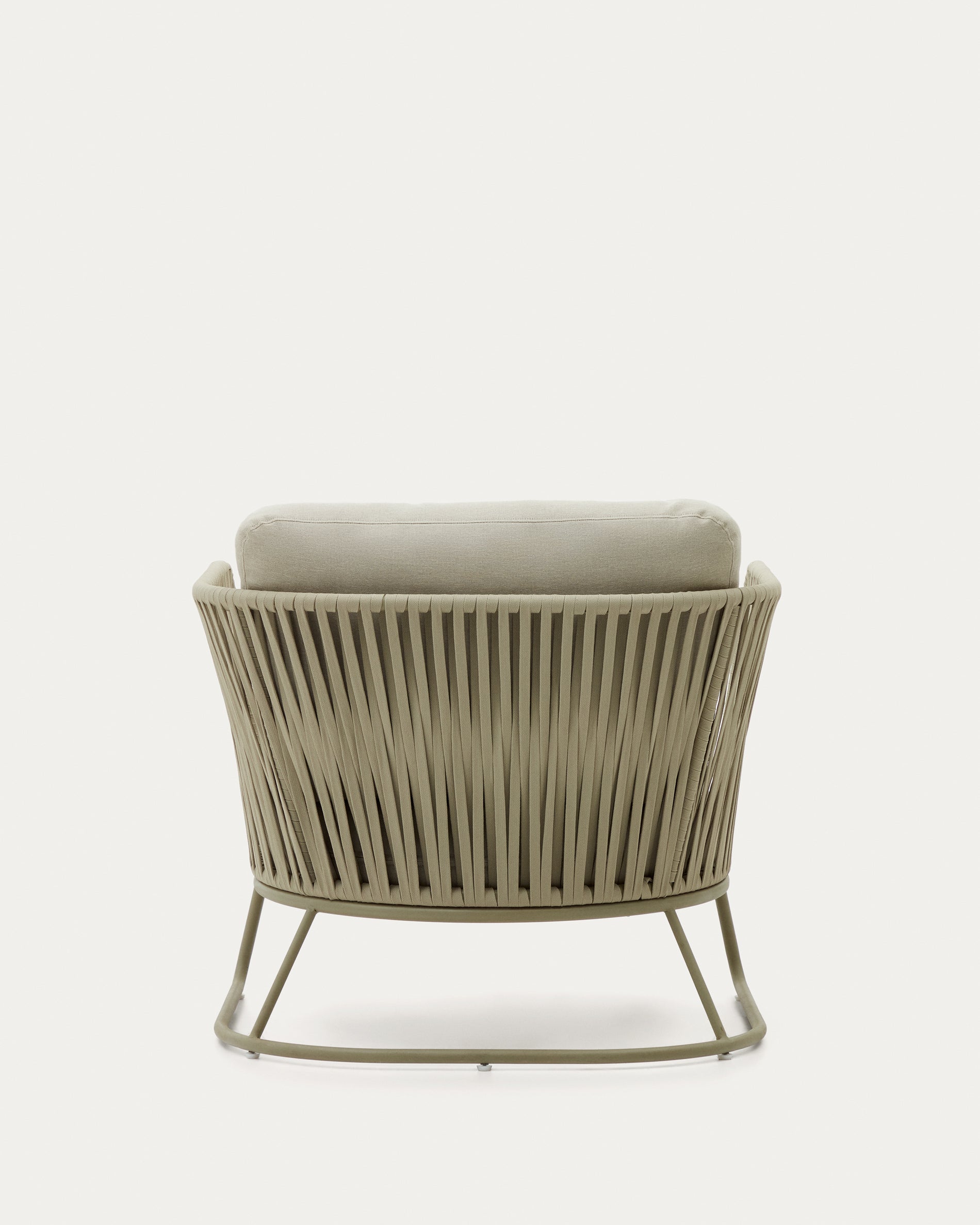 Saconca outdoor armchair made of rope and green galvanized steel