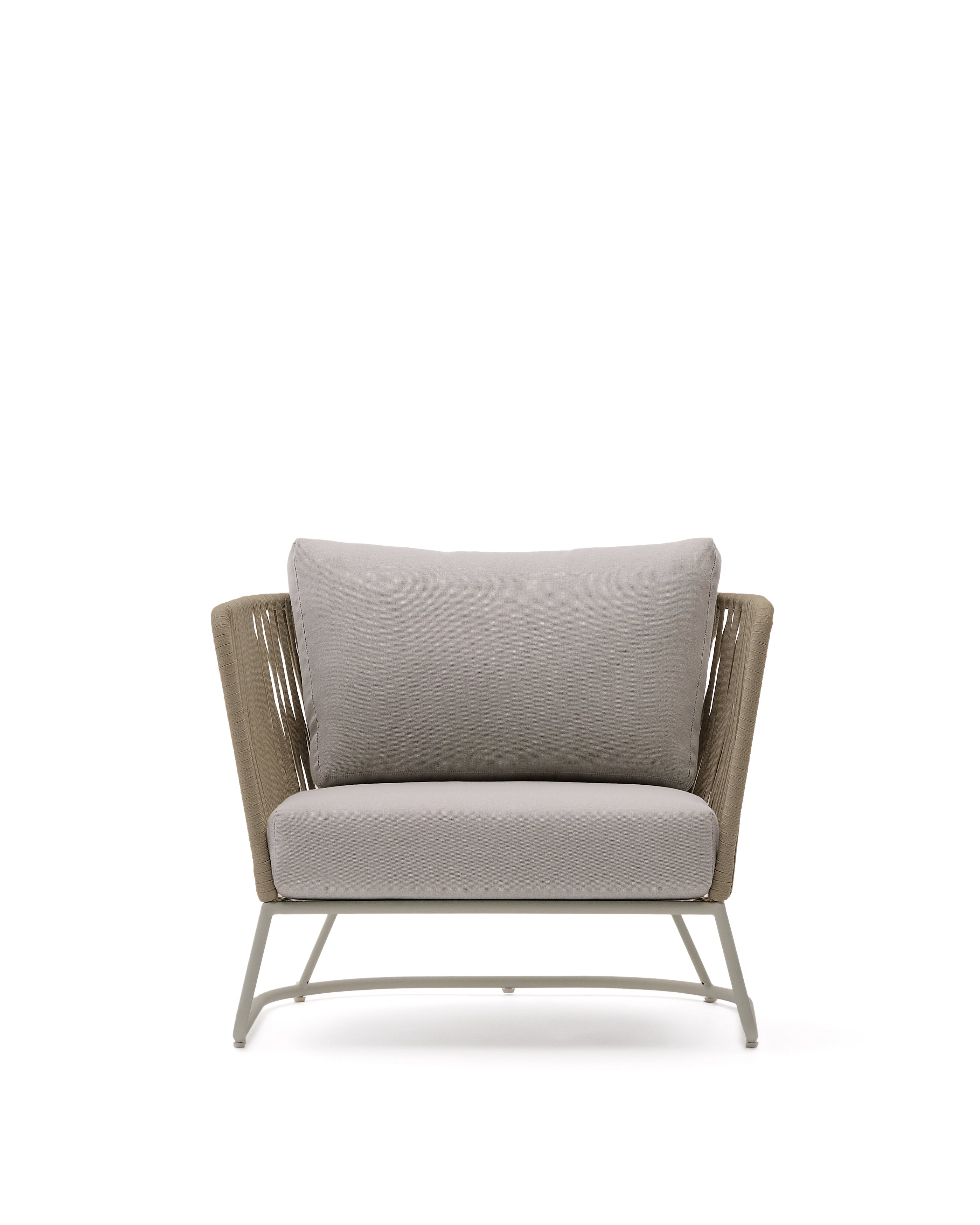 Saconca outdoor armchair in rope cord and beige galvanised steel - Product Image