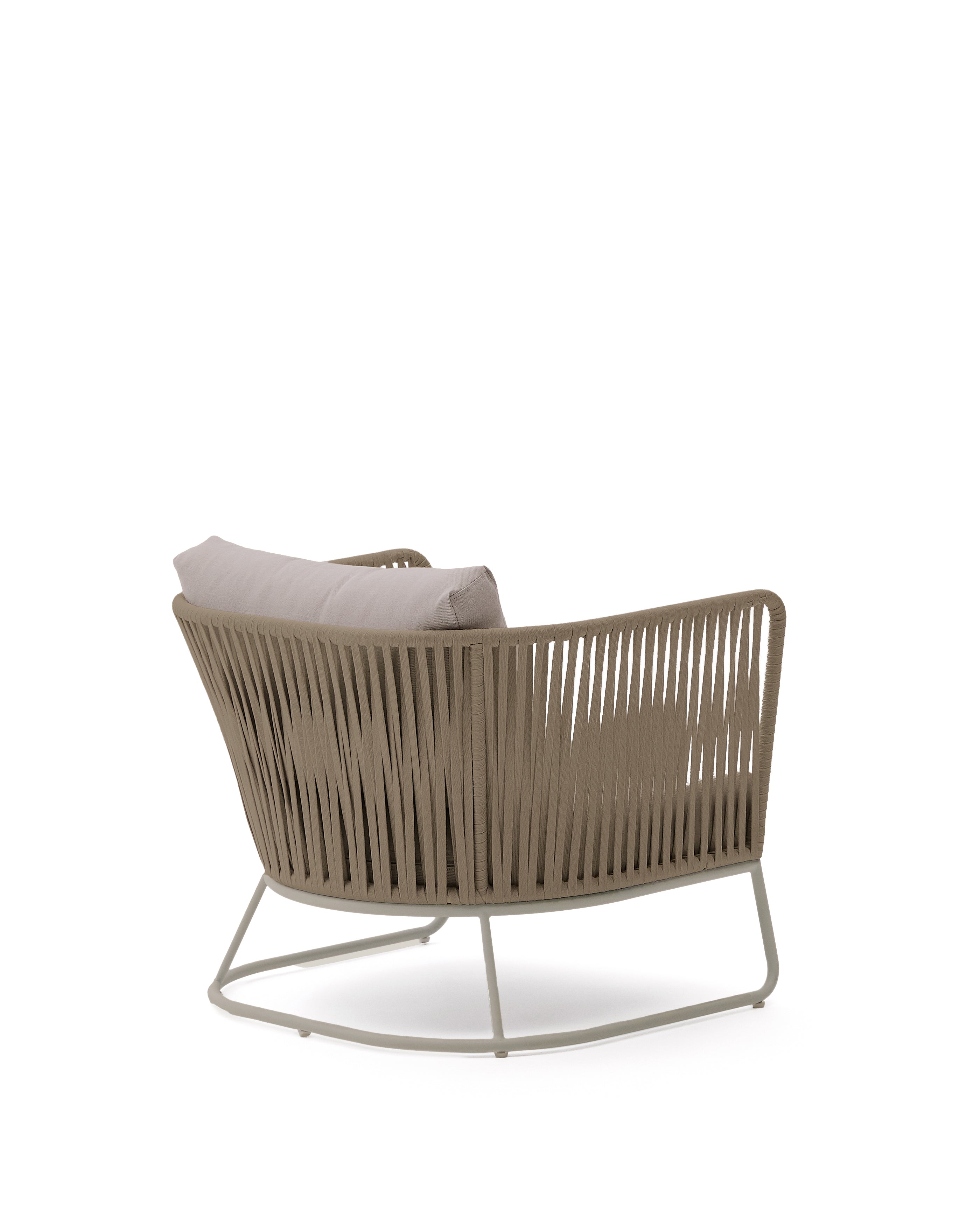 Saconca outdoor armchair in rope cord and beige galvanised steel - Product Image