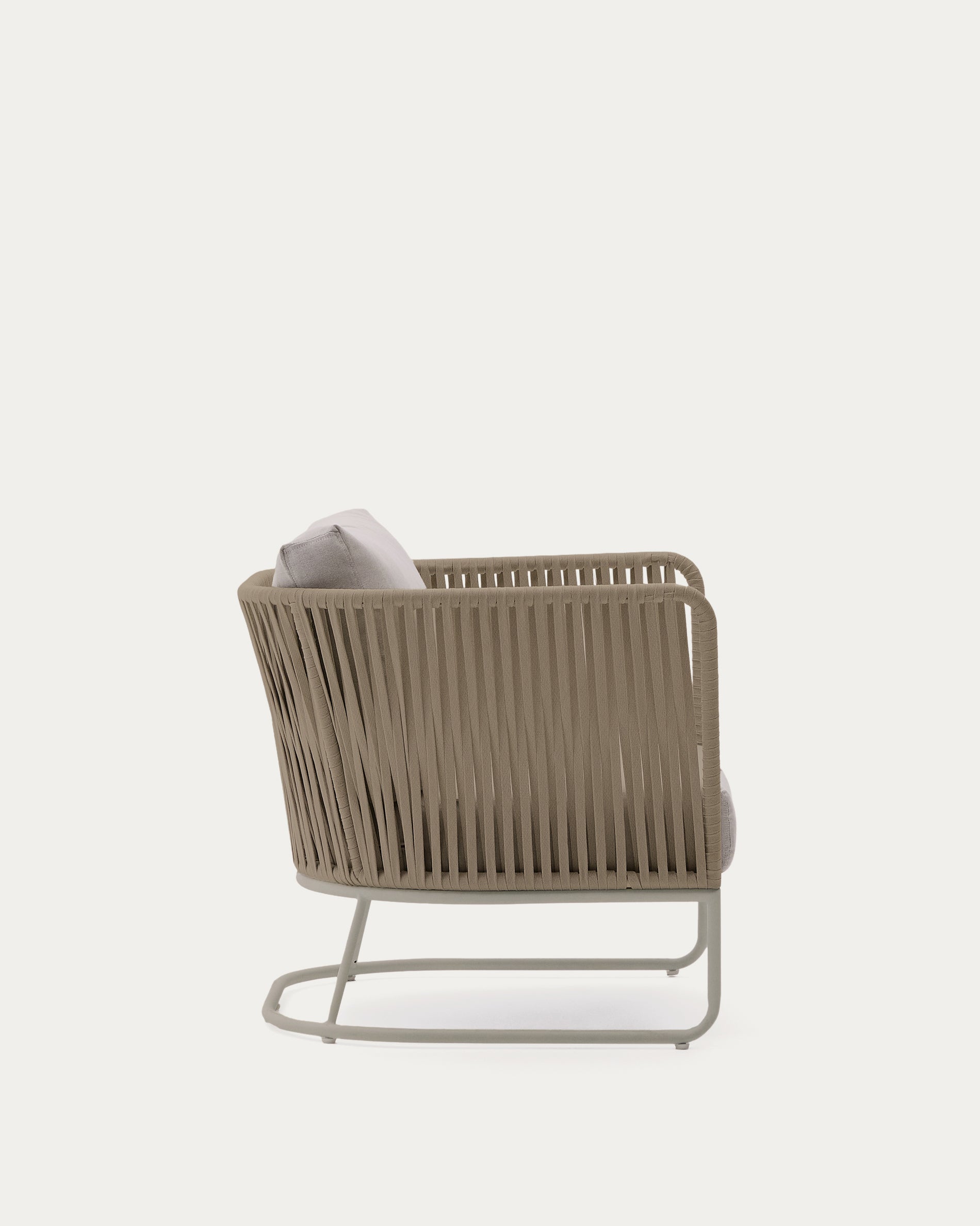 Saconca outdoor armchair in rope cord and beige galvanised steel - Product View