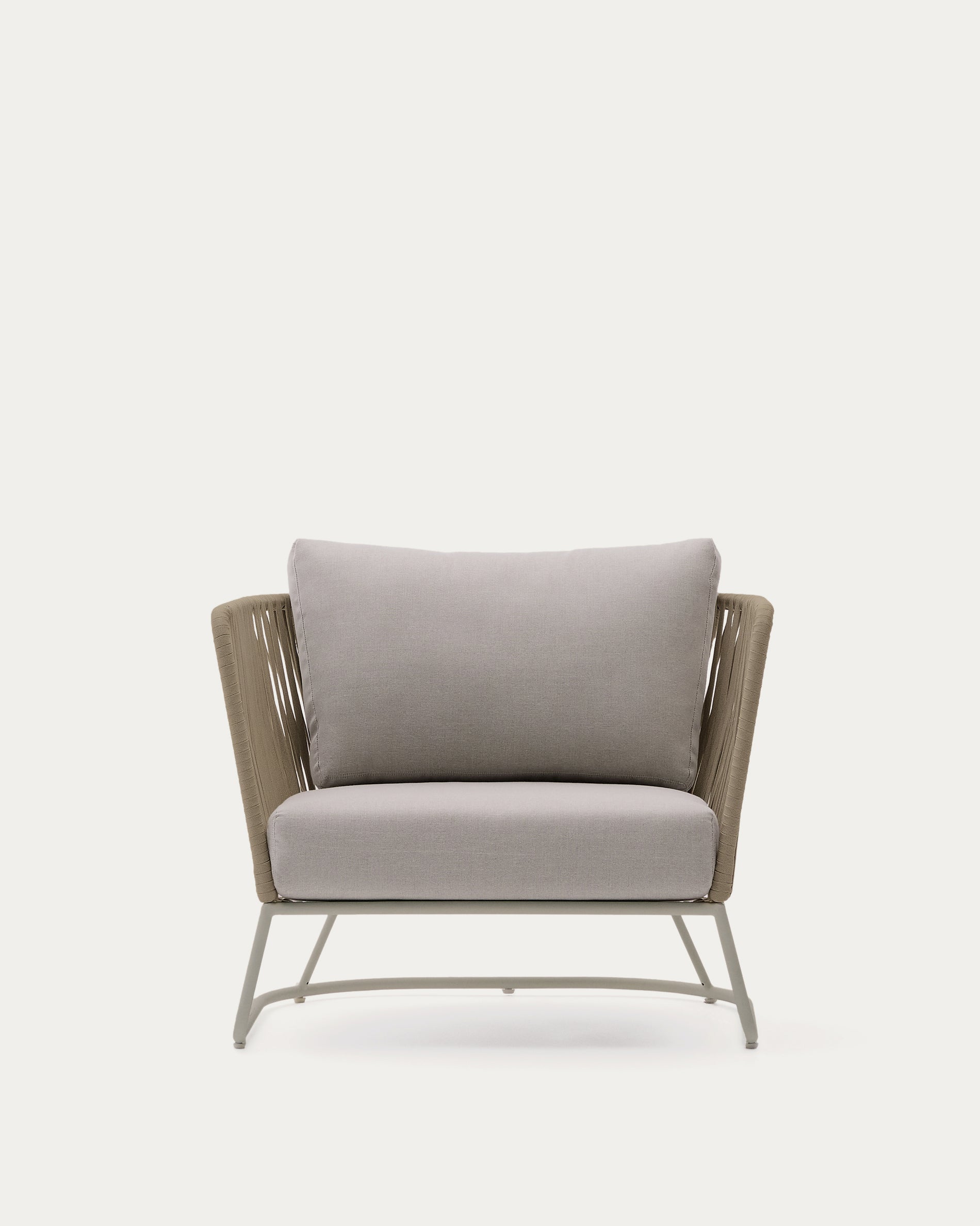 Saconca outdoor armchair in rope cord and beige galvanised steel - Product View