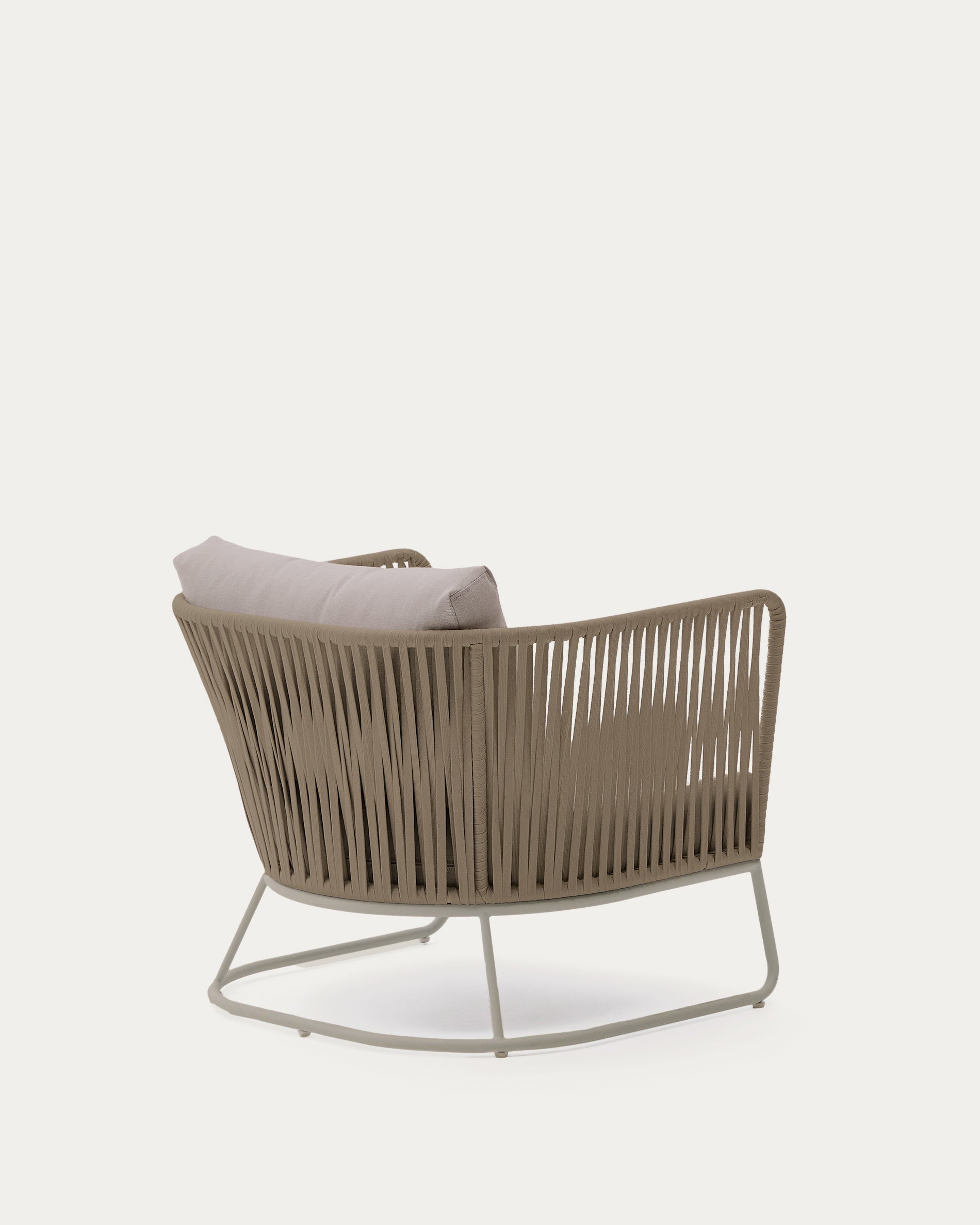 Saconca outdoor armchair in rope cord and beige galvanised steel - Product View