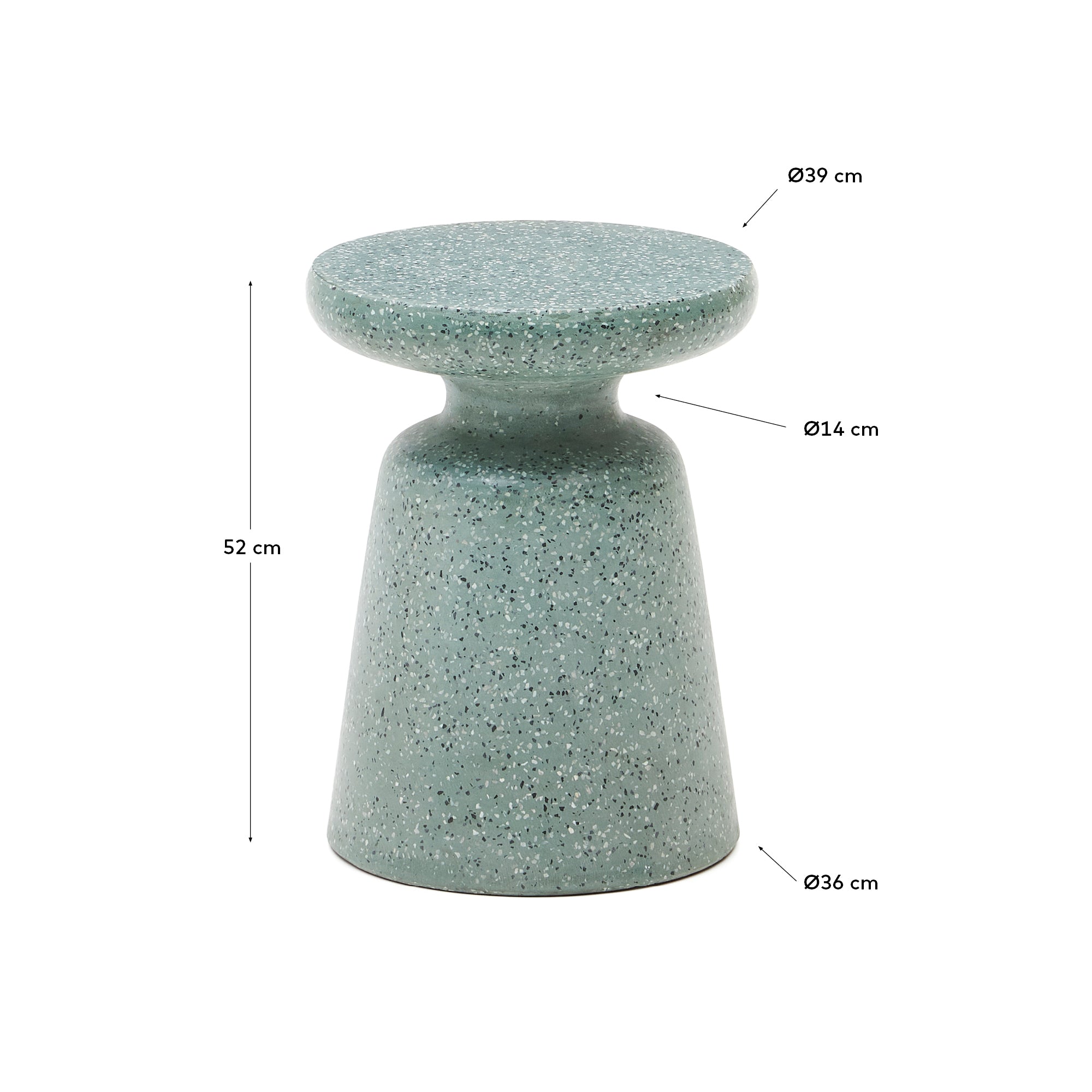 Mesquida outdoor side table in green terrazzo Ø 39 cm - Measurements