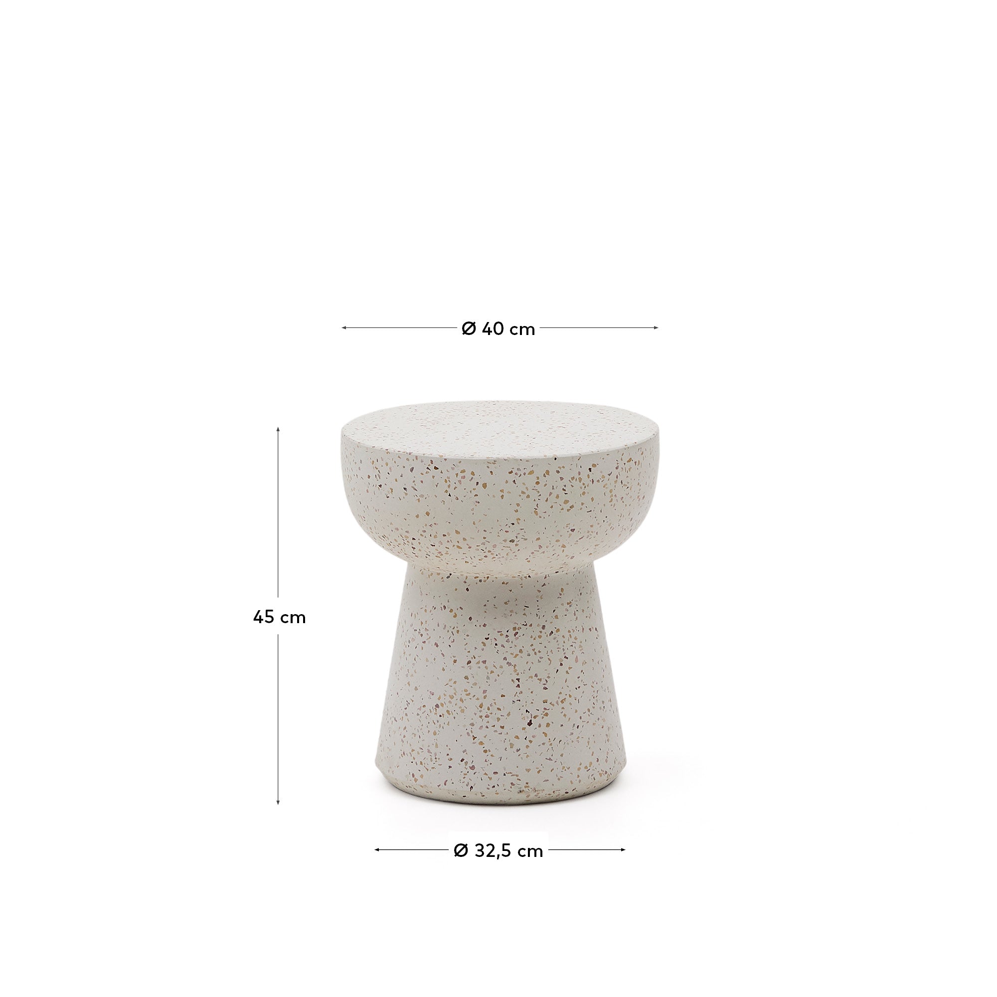 Pada white terrazzo side table, Ø 40 cm - Measurements
