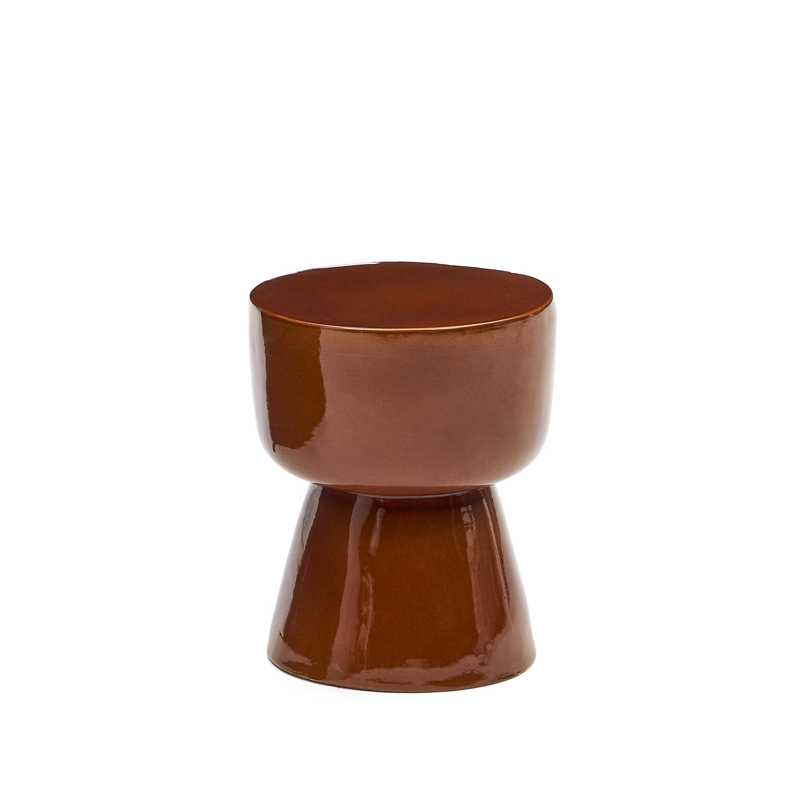 Mesquida outdoor side table made of ceramic with glazed terracotta finish Ø 35 cm - Product Image