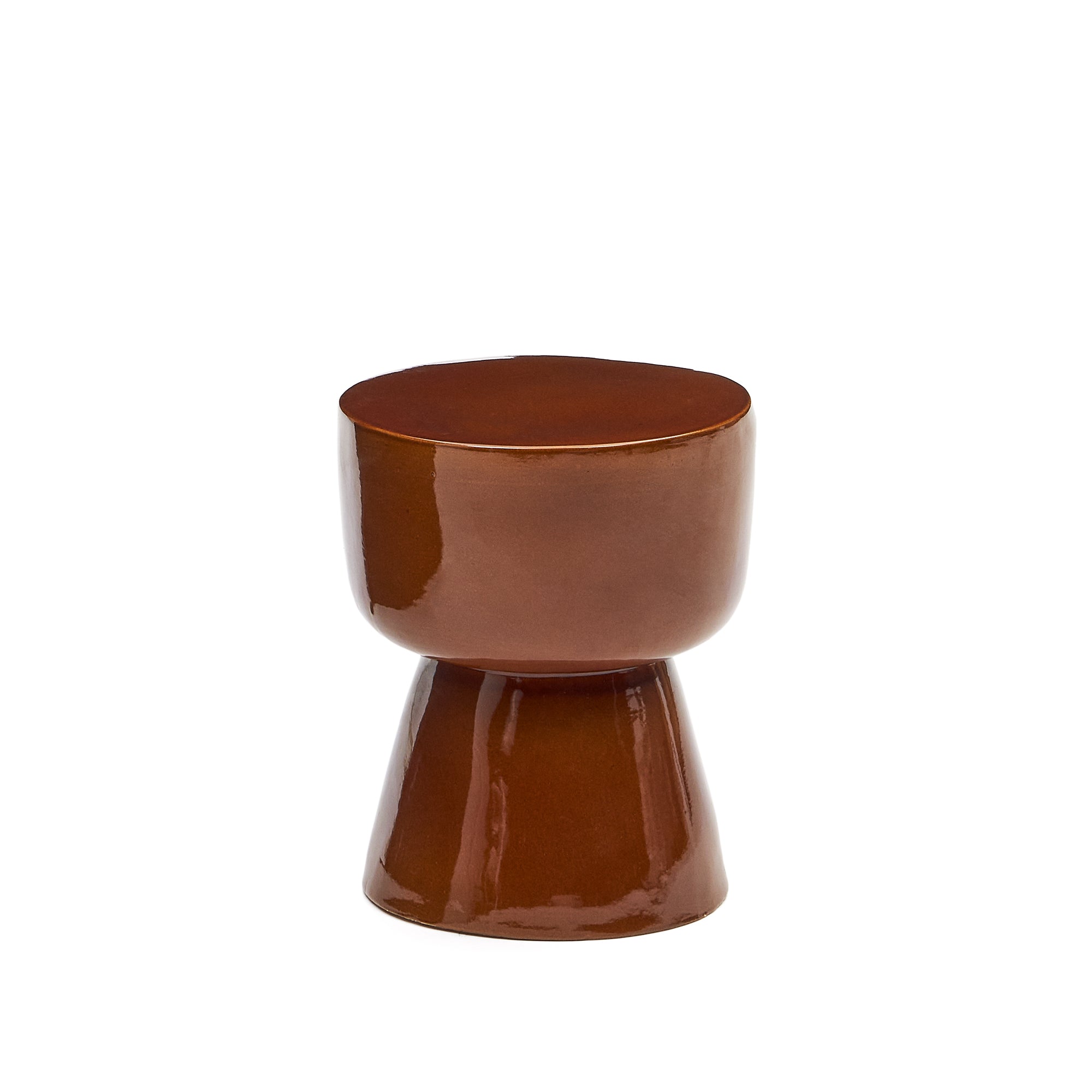 Mesquida outdoor side table made of ceramic with glazed terracotta finish Ø 35 cm - Product Image