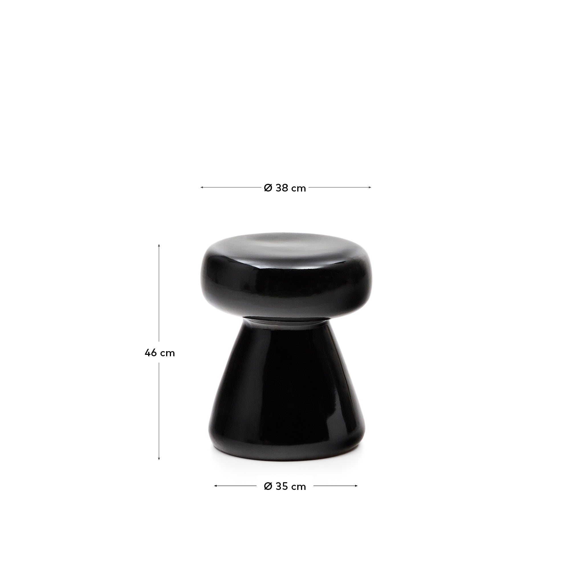 Manya black ceramic side table, Ø 38 cm - Measurements