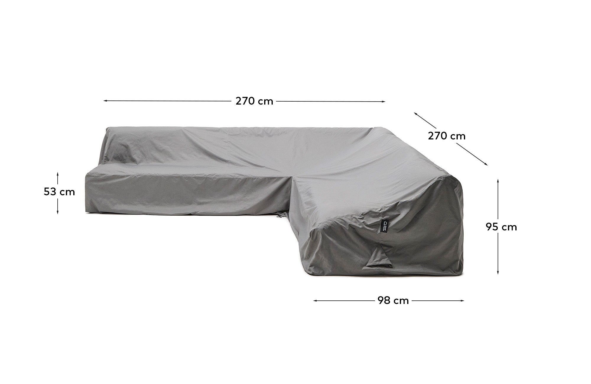 Iria protective cover for 5-seater outdoor corner sofa max. 270 x 270 cm - Measurements